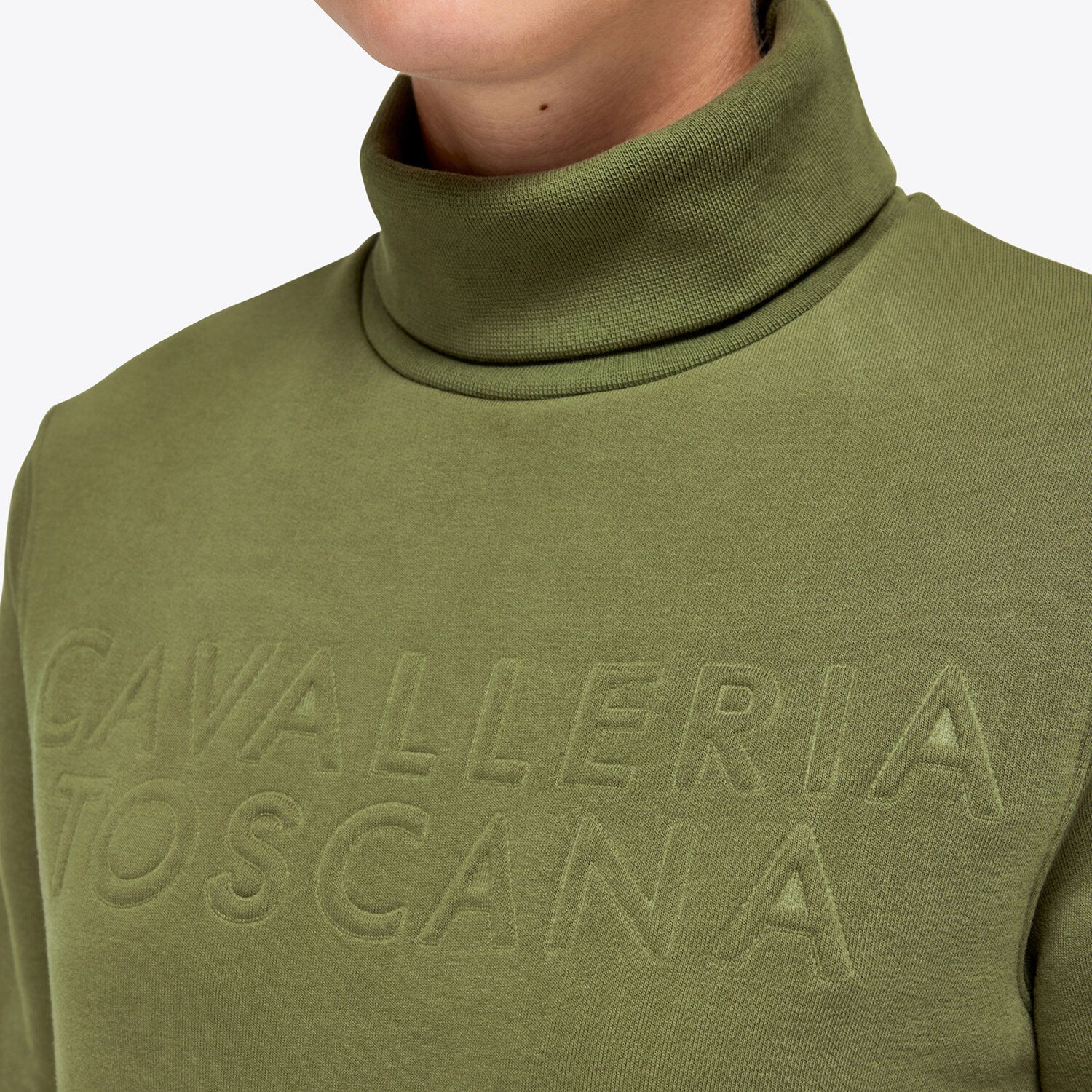 Cavalleria Toscana Women’s high neck cotton sweatshirt FOLIAGE GREEN-4