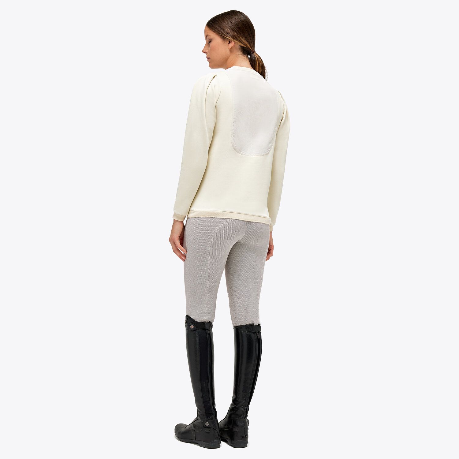Cavalleria Toscana CT Emblem Puff Sleeve Cotton Top for Woman Off-White-2