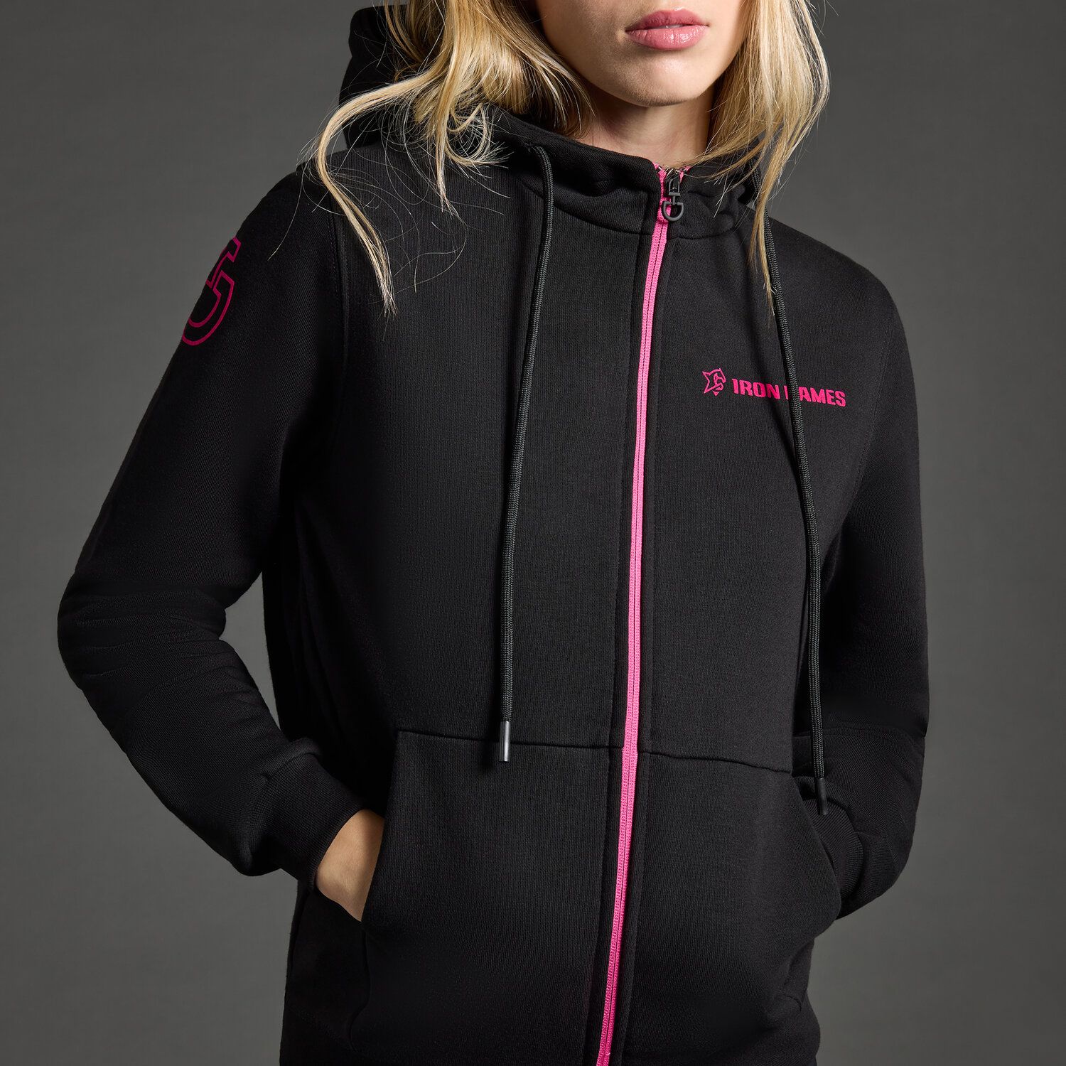 Cavalleria Toscana Women's hoodie CT x Iron Dames BLACK / PINK-3