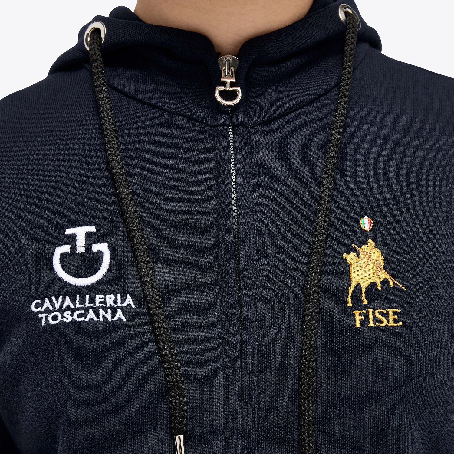 Cavalleria Toscana Unisex FISE sweatshirt with hood NAVY-4