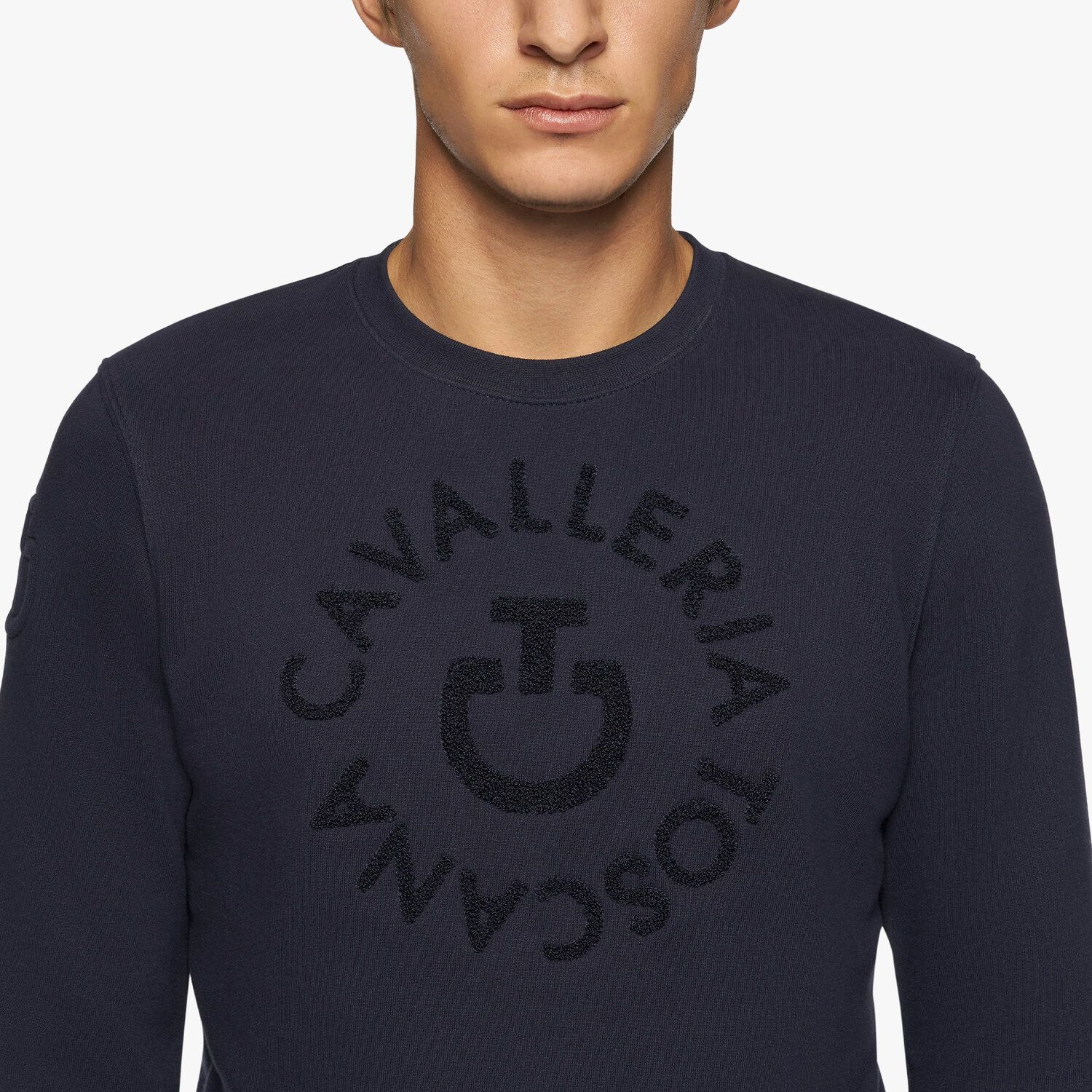 Cavalleria Toscana Men's sweatshirt with sponge logo SMOKEY BLUE-4