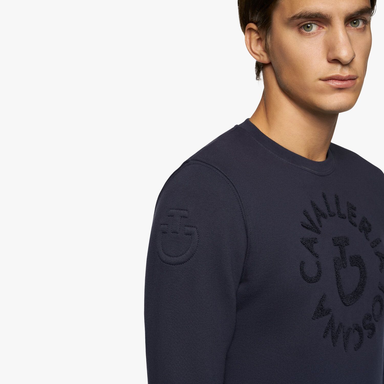 Cavalleria Toscana Men's sweatshirt with sponge logo SMOKEY BLUE-5