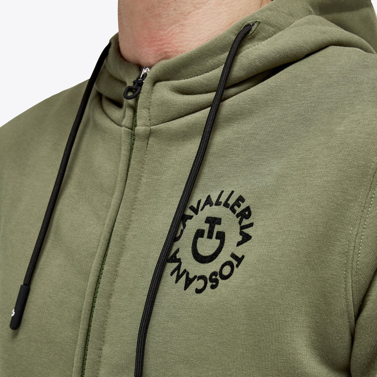 Cavalleria Toscana Men’s hoodie with a zip FOLIAGE GREEN-4