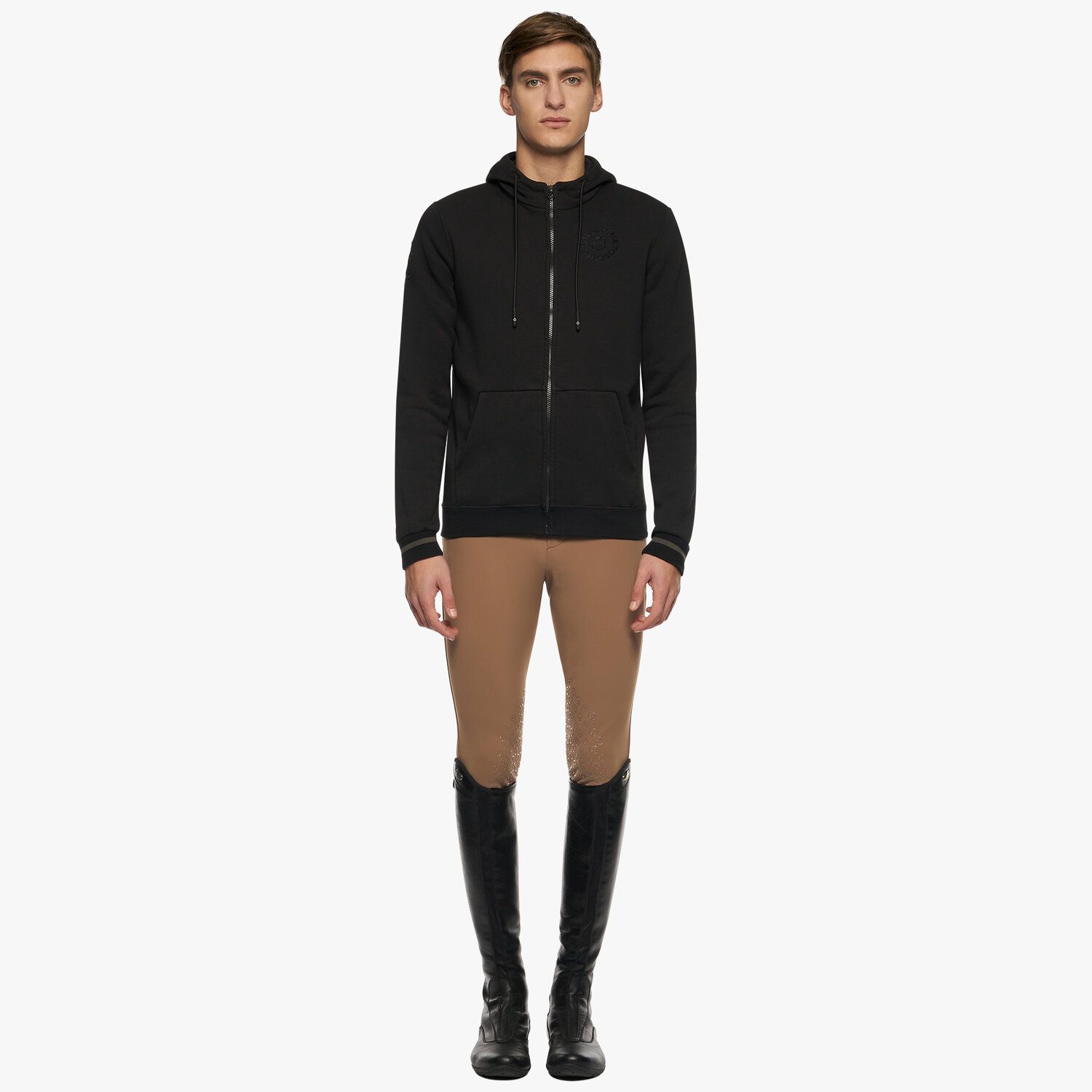 Cavalleria Toscana Men’s hoodie with a zip BLACK-1