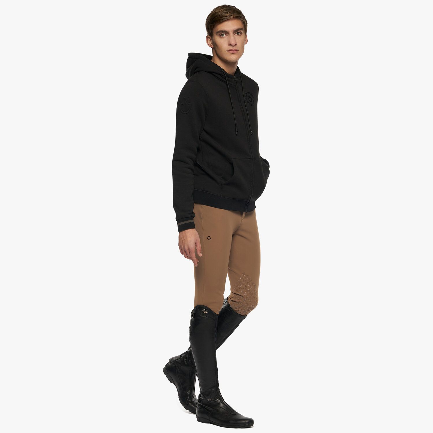 Cavalleria Toscana Men’s hoodie with a zip BLACK-2