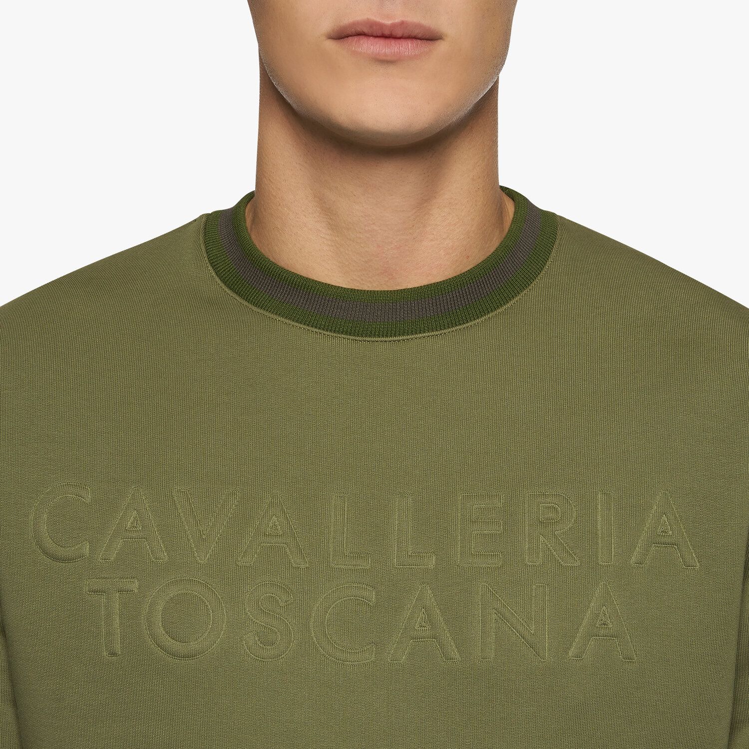 Cavalleria Toscana Men’s sweatshirt with raised logo FOLIAGE GREEN-4