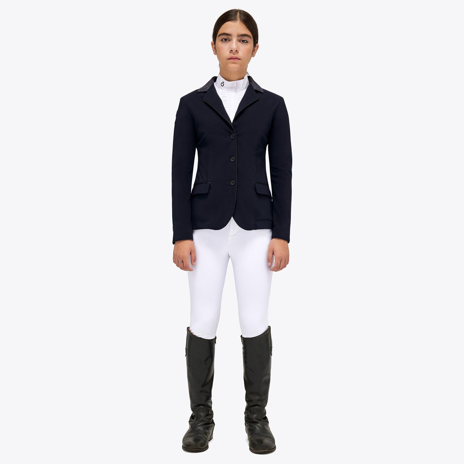 Cavalleria Toscana Girl's competition riding jacket. NAVY-1