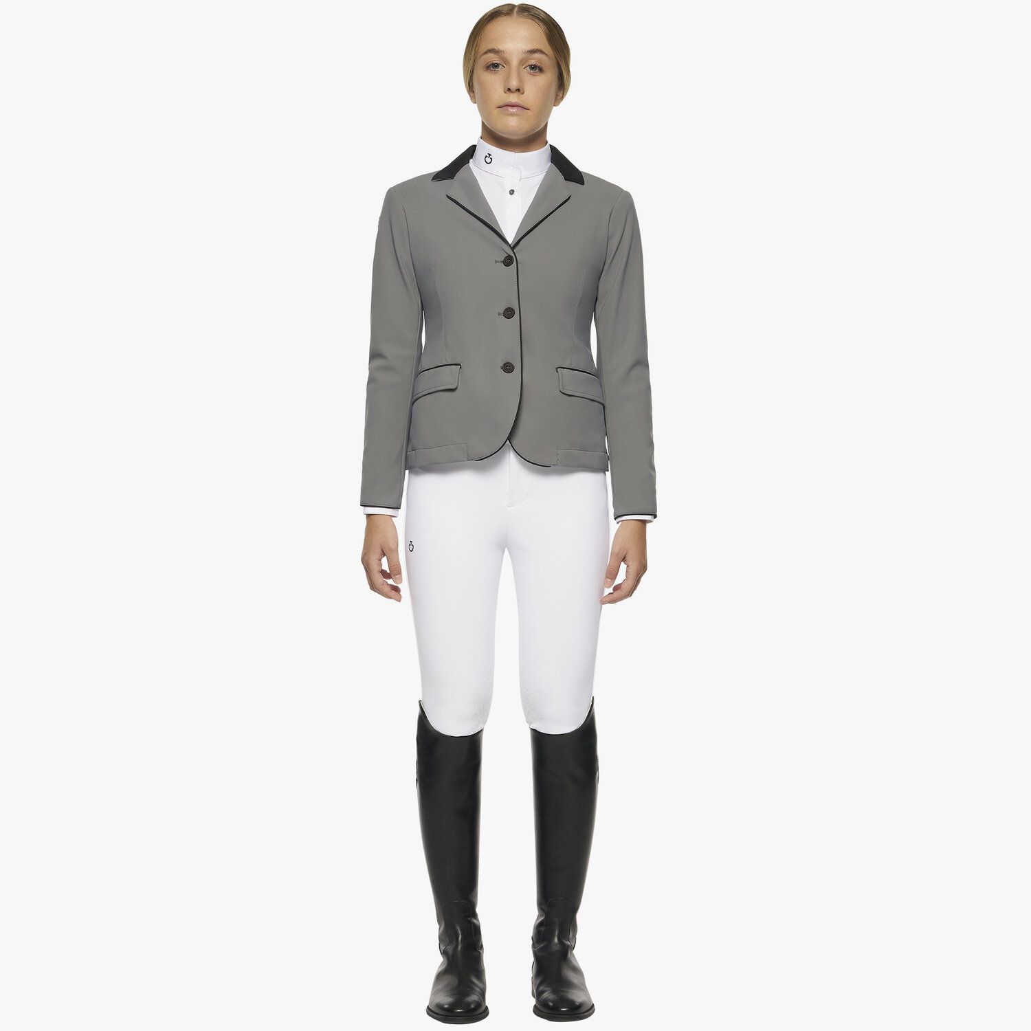 Cavalleria Toscana Girl's competition riding jacket. GREY-2