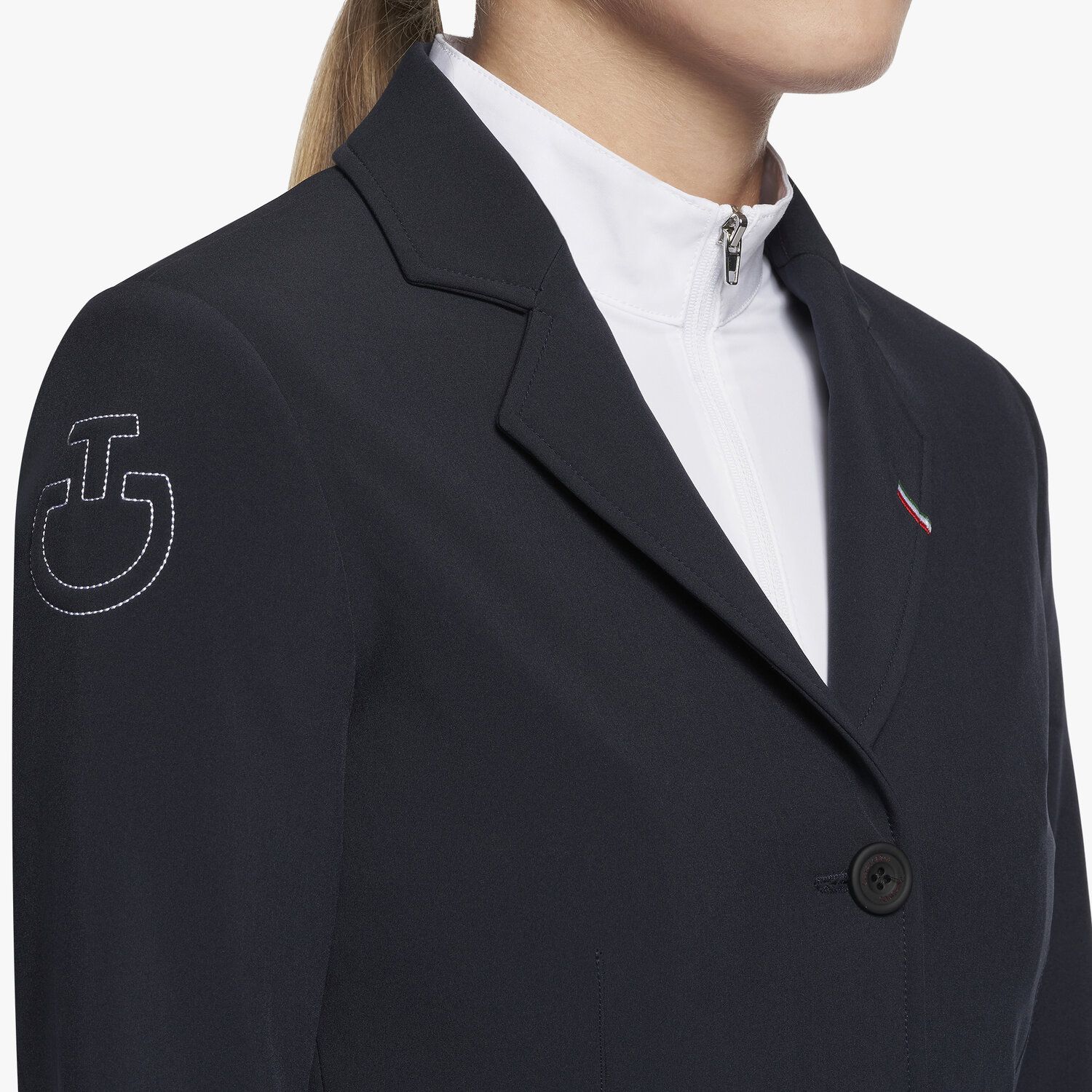 Cavalleria Toscana FISE Girl's competition jacket with alcantara collar FISE NAVY-5