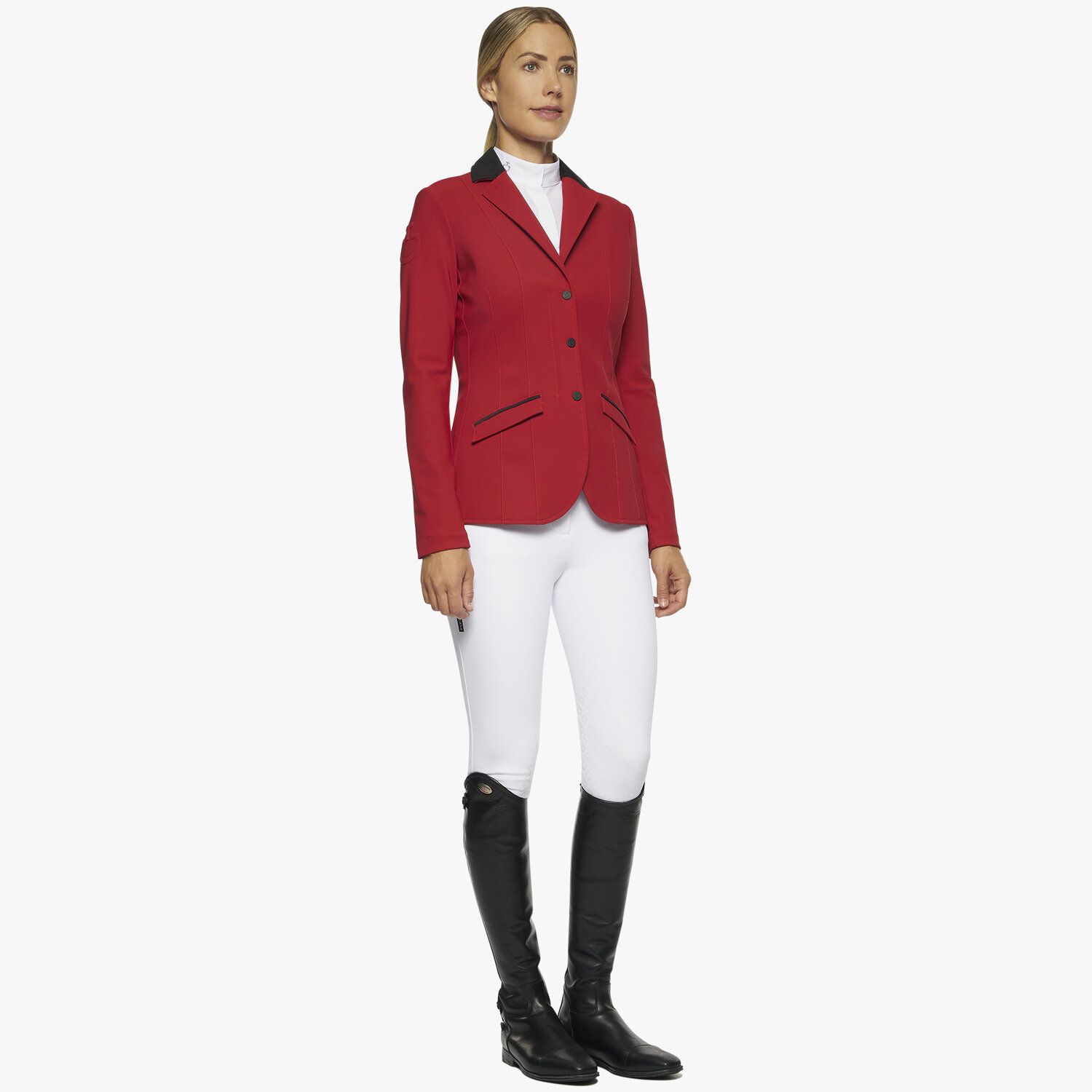 Cavalleria Toscana Women's zip and buttons riding jacket RED-2