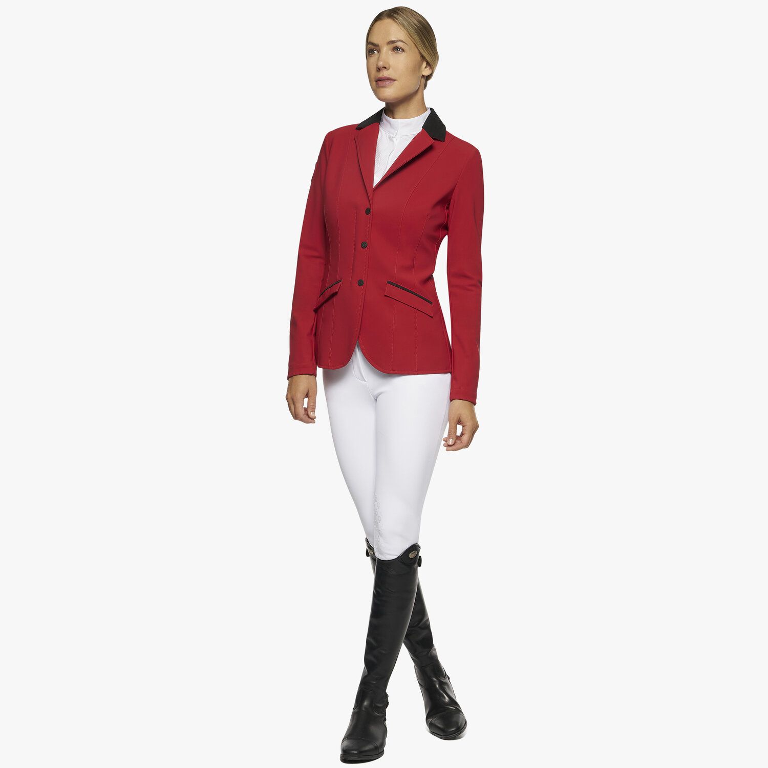 Cavalleria Toscana Women's zip and buttons riding jacket RED-4