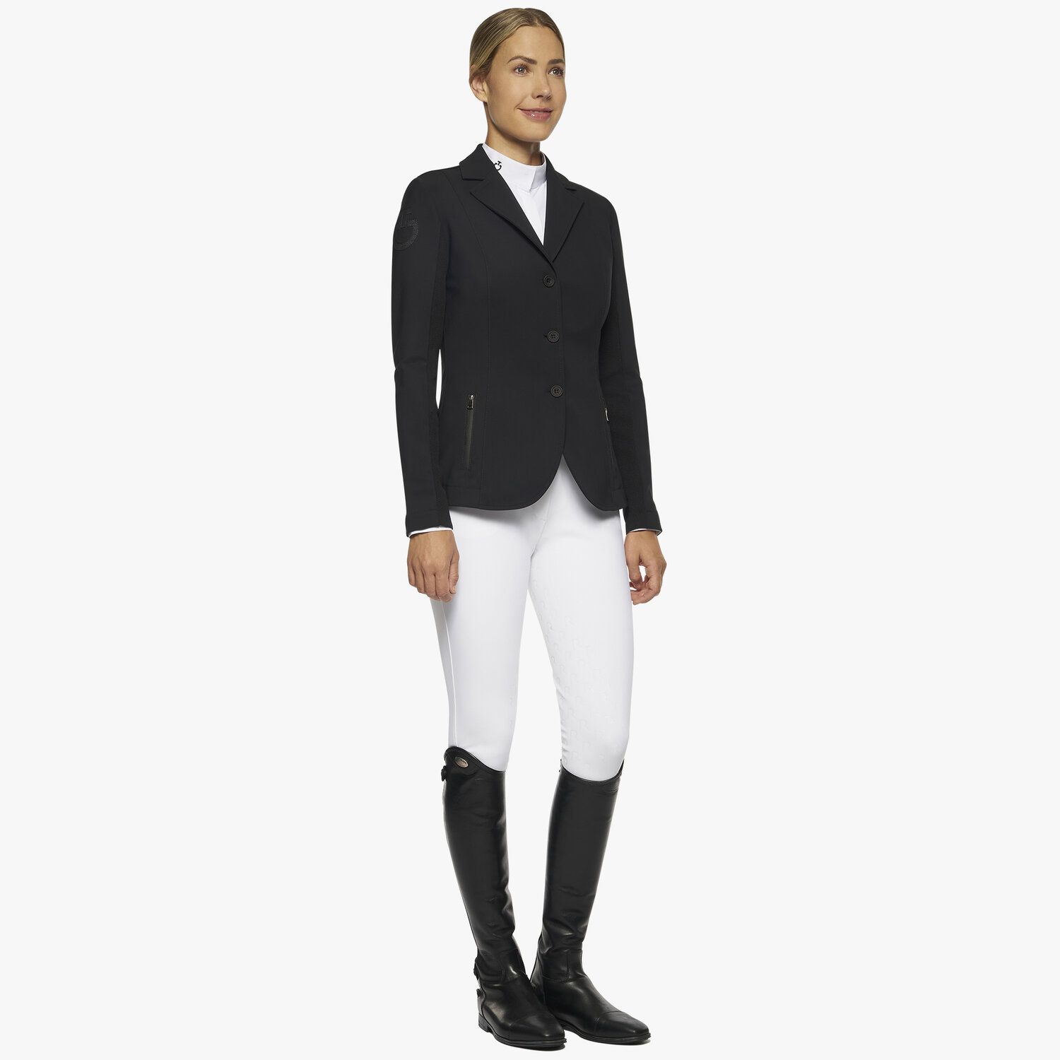 Cavalleria Toscana Women`s jersey and knit jacquard riding jacket BLACK-2
