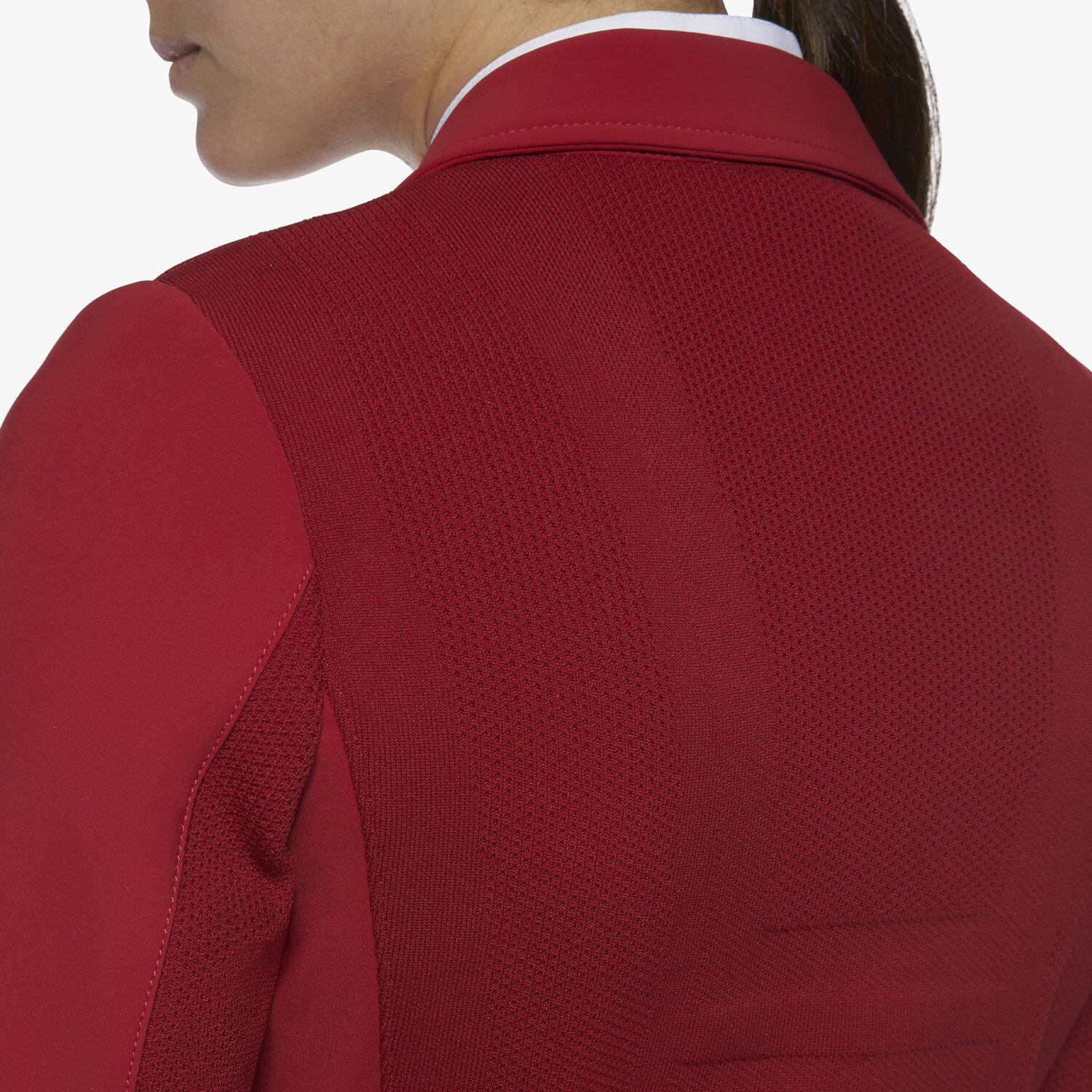 Cavalleria Toscana Women's zip riding jacket with technical knit inserts RED-5