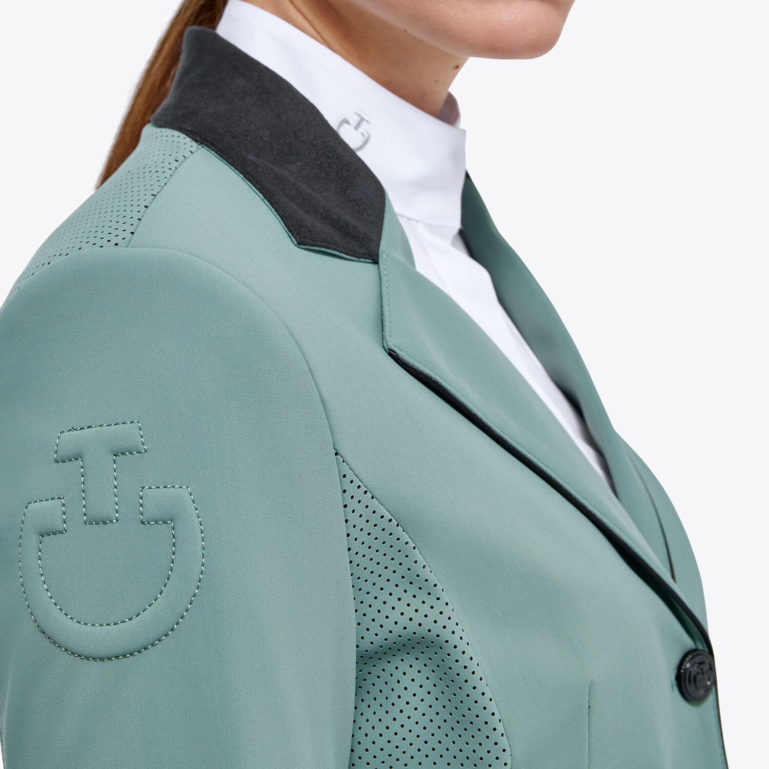 Cavalleria Toscana Women’s jacket in perforated fabric EMERALD GREY-5