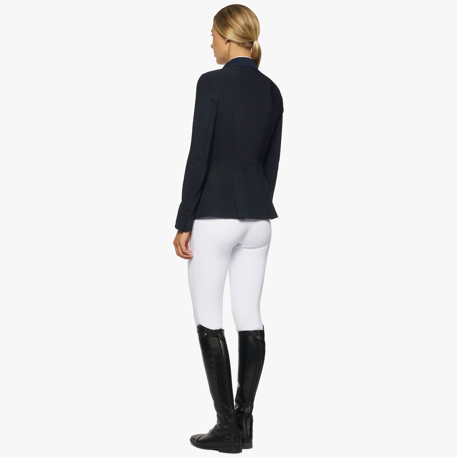 Cavalleria Toscana Women's zip riding jacket with perforated inserts. NAVY-5