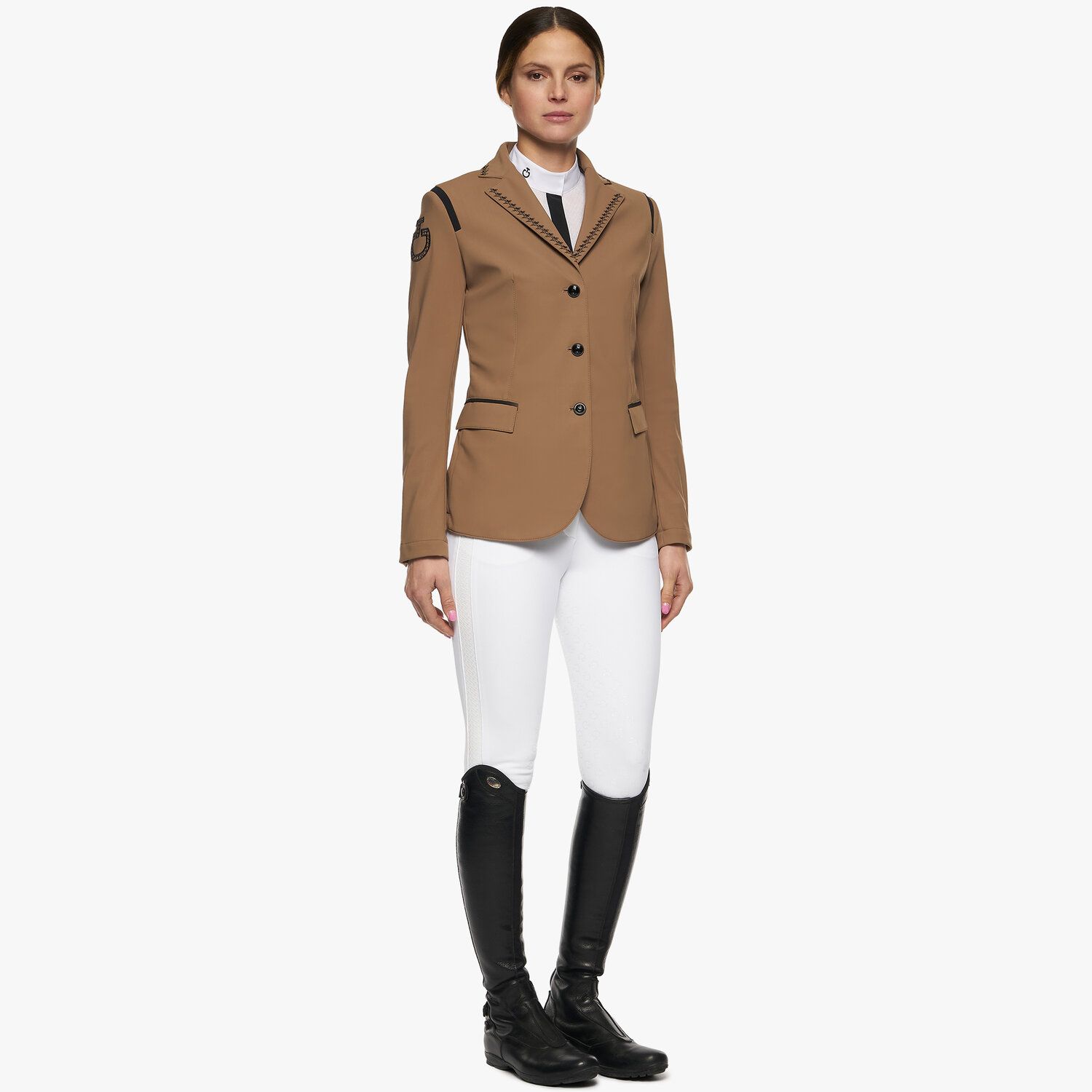 Cavalleria Toscana Women's competition riding jacket embroidery CACAO-2