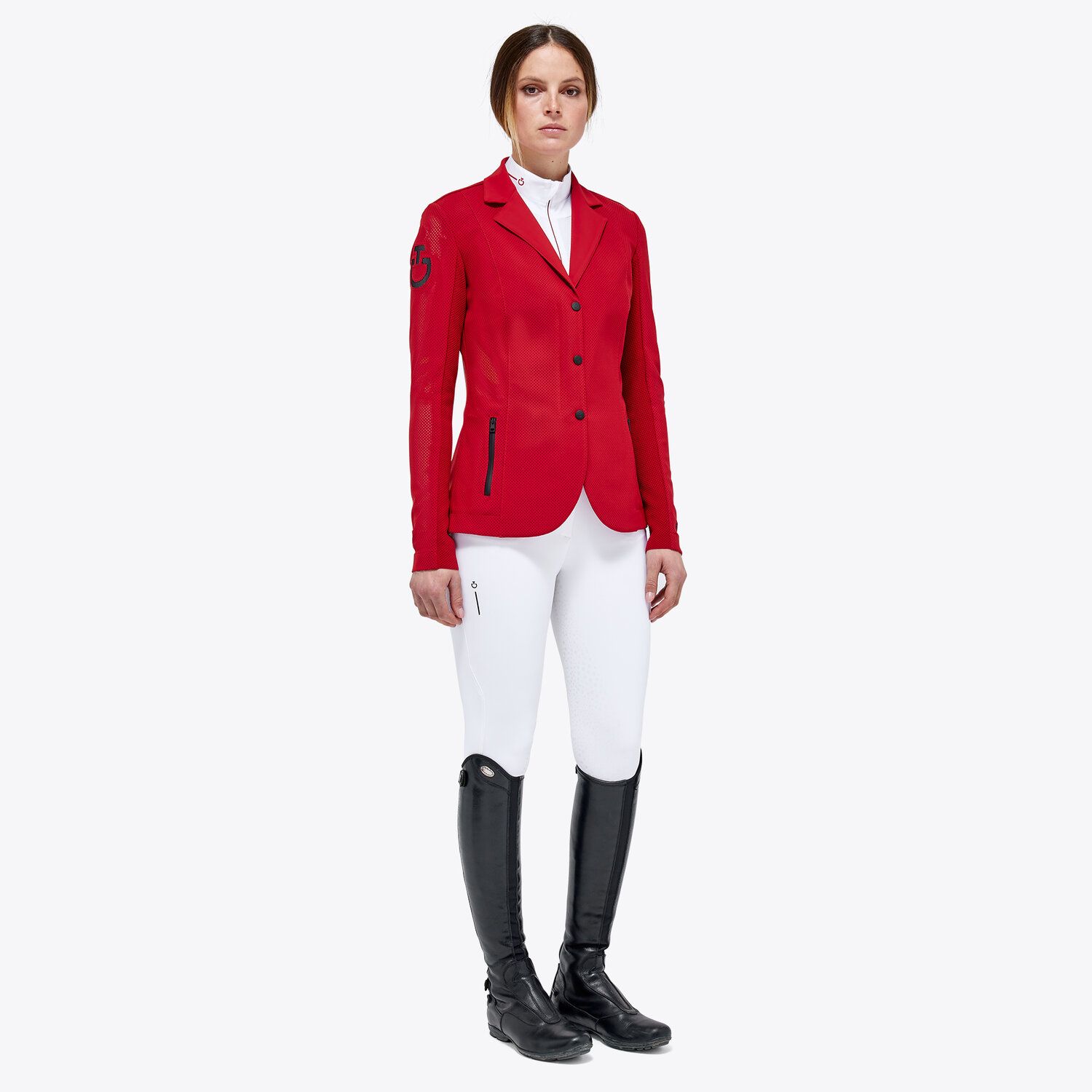 Cavalleria Toscana Women's competition riding jacket embroidery RED-2