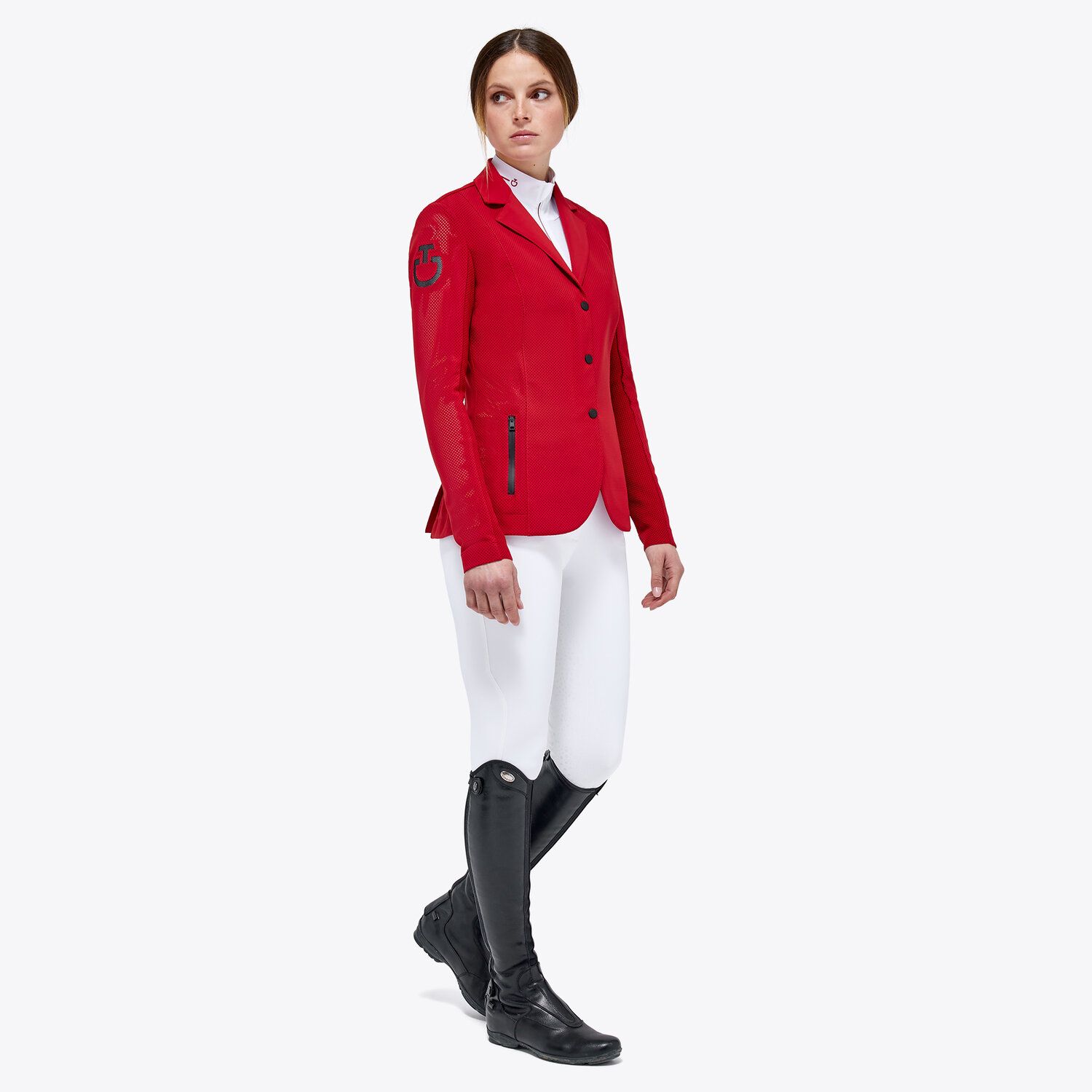 Cavalleria Toscana Women's competition riding jacket embroidery RED-2