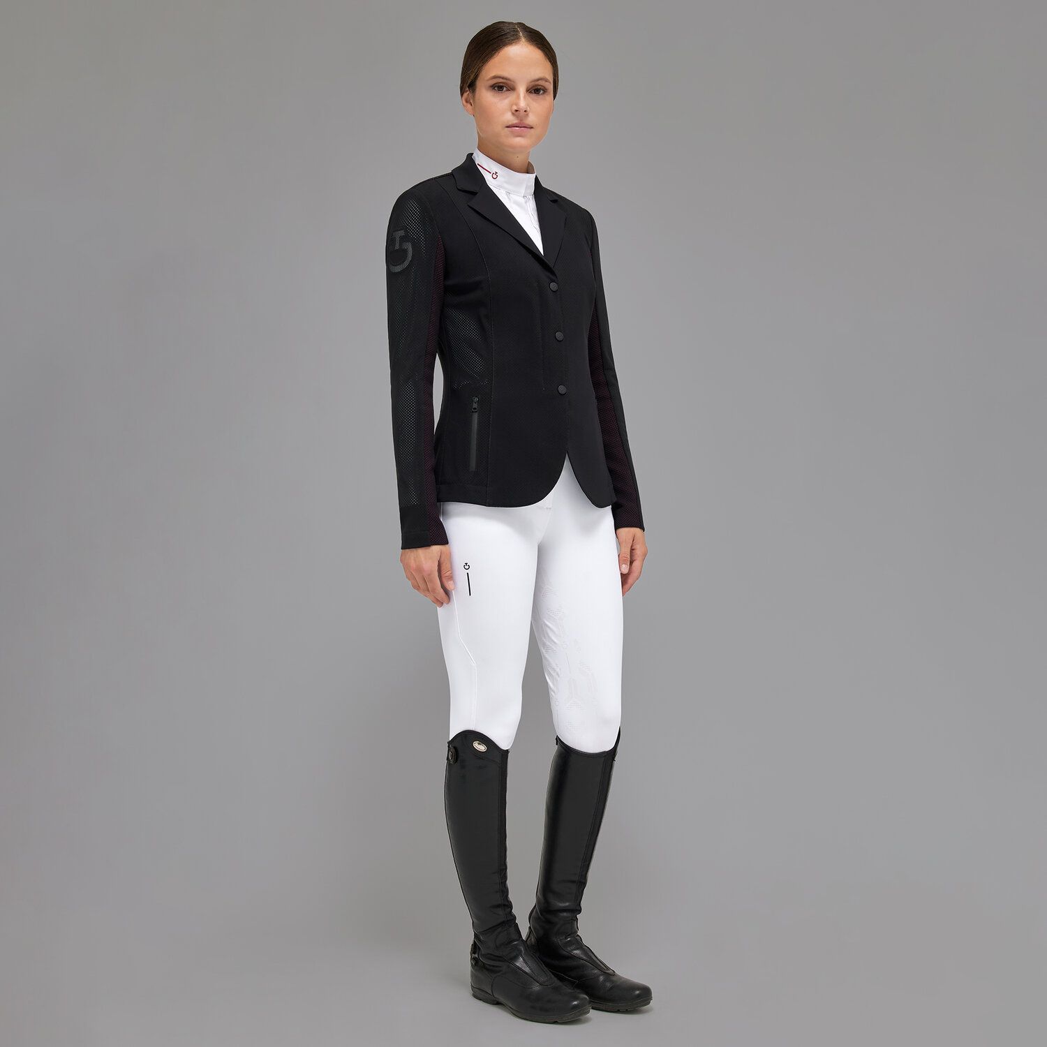 Cavalleria Toscana Women's competition riding jacket embroidery Black/ Rose-2