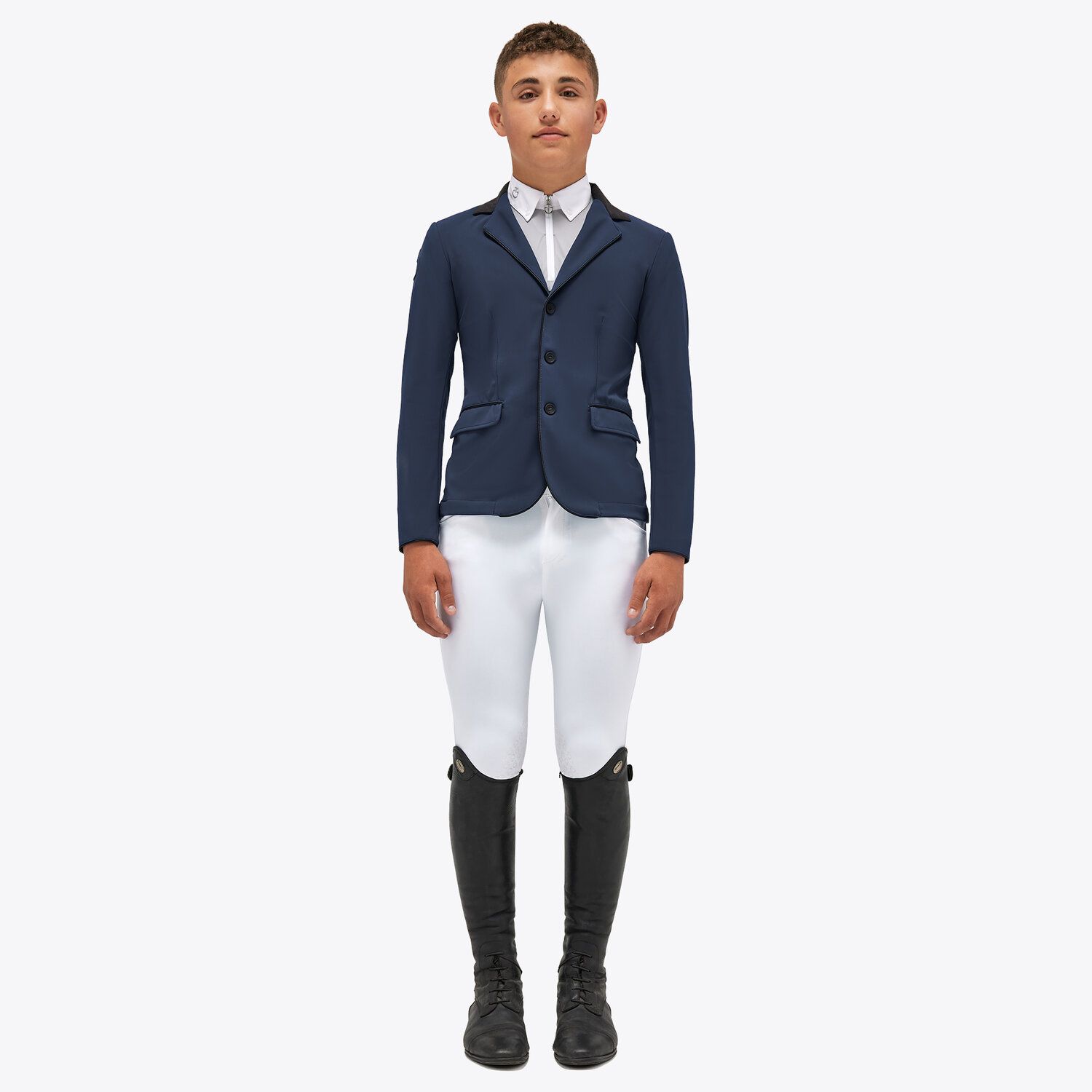 Cavalleria Toscana Boy's competition riding jacket. ATLANTIC BLUE-1