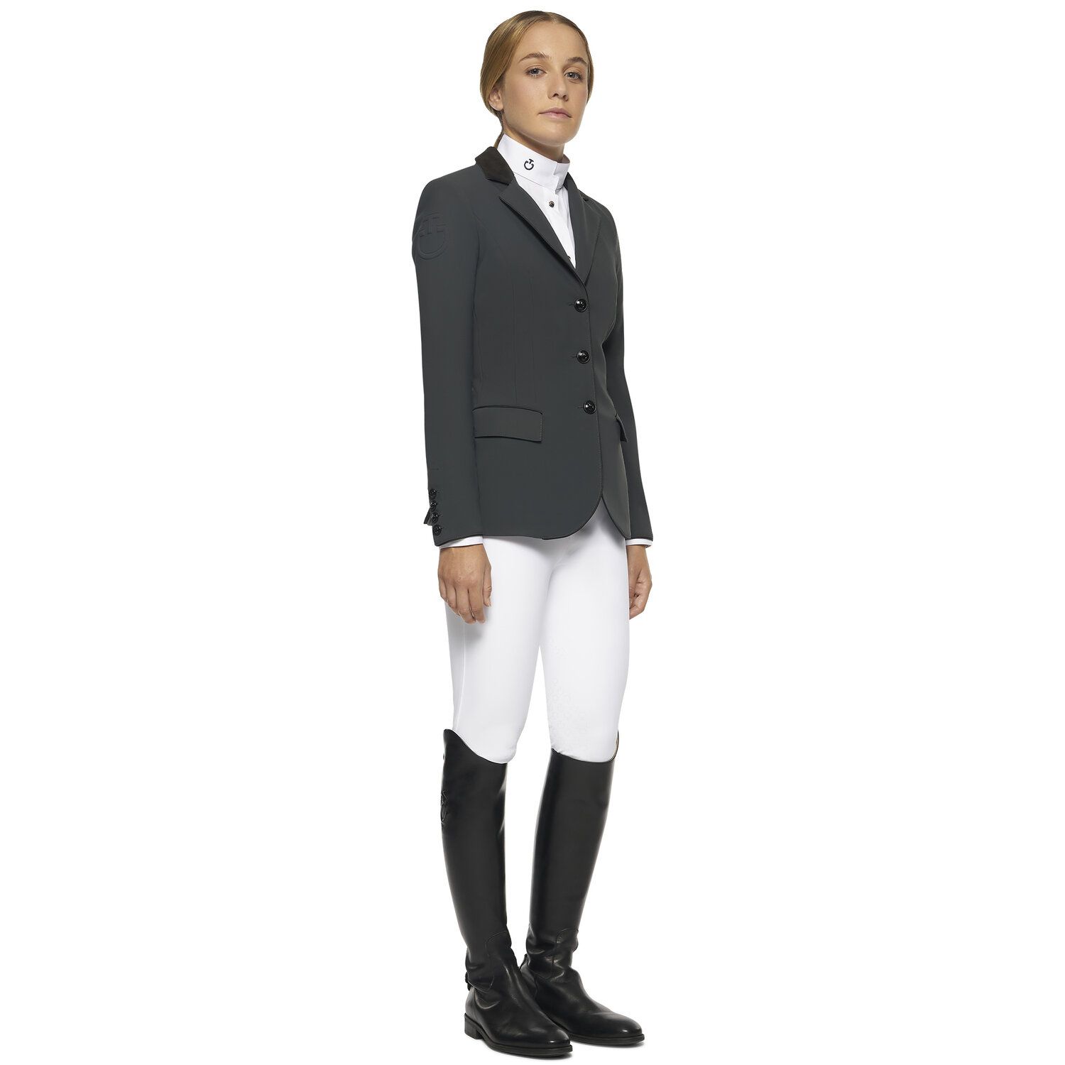 Cavalleria Toscana Women's competition riding jacket. CHARCOAL GREY-2