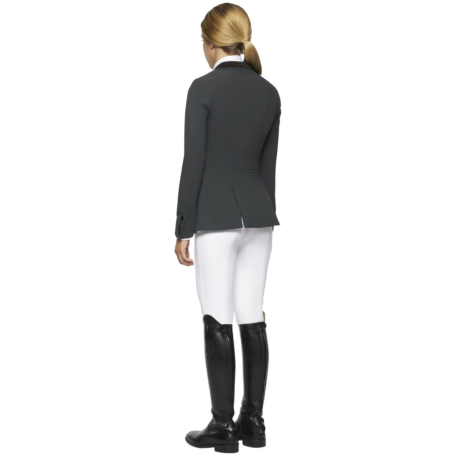 Cavalleria Toscana Women's competition riding jacket. CHARCOAL GREY-3