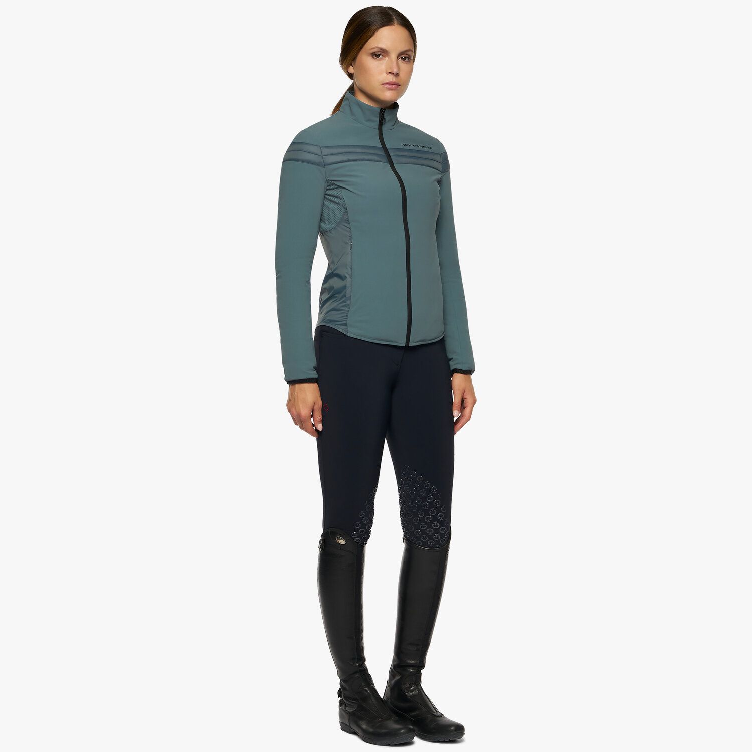 Cavalleria Toscana Women’s jersey insulated jacket with nylon panels PETROLEUM-2