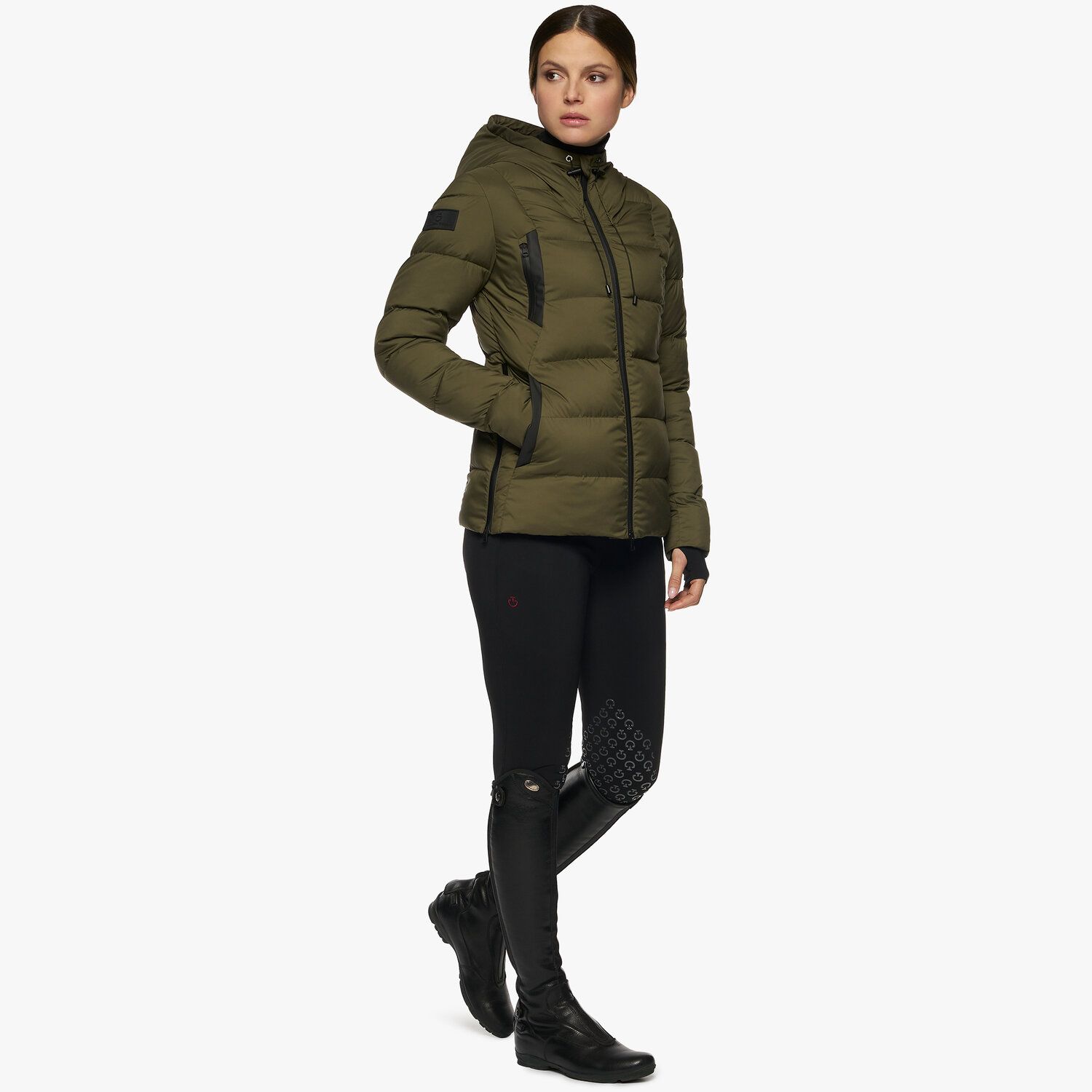 Cavalleria Toscana Women’s quilted nylon puffer jacket FOLIAGE GREEN-3