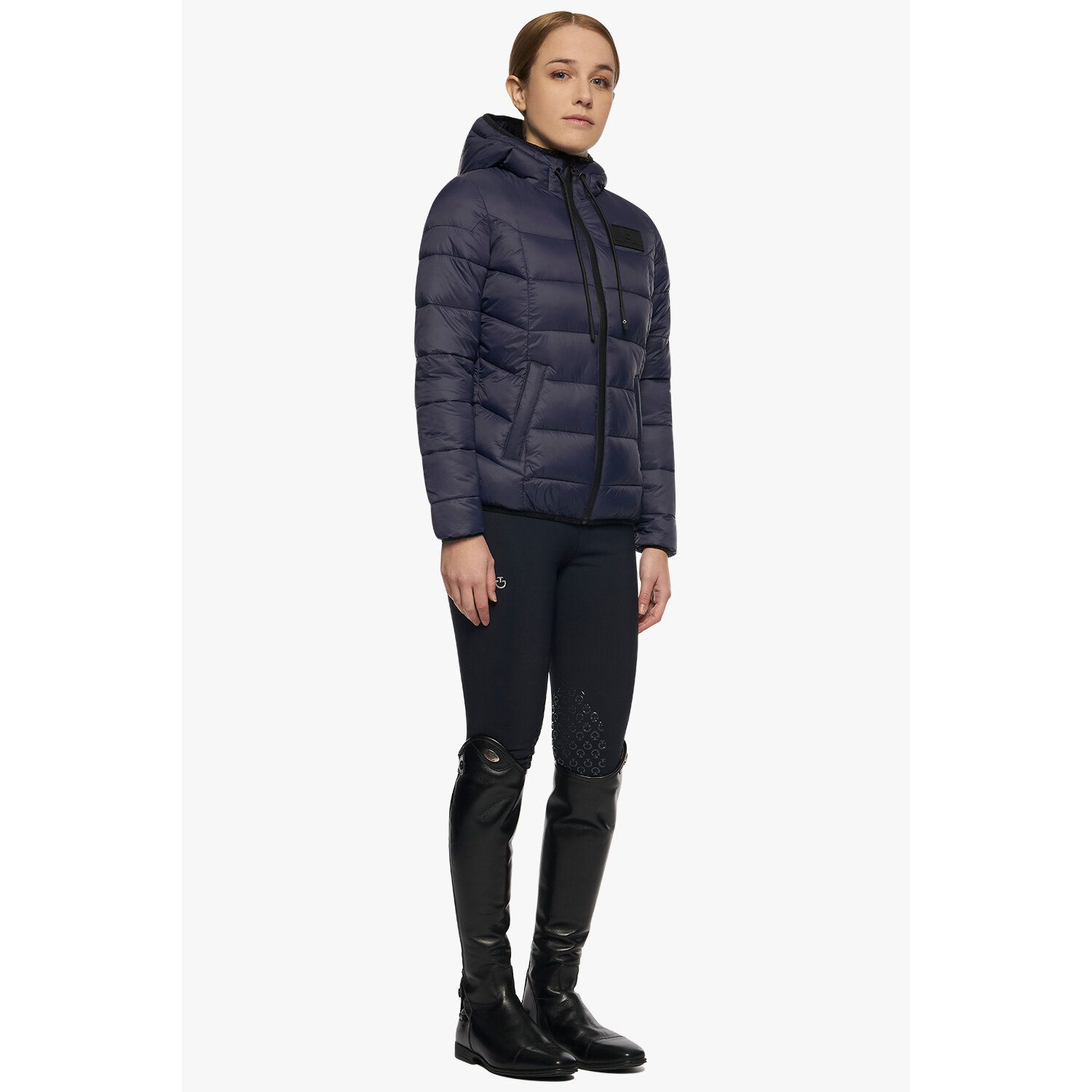 Cavalleria Toscana Girls’ quilted nylon puffer jacket NAVY-1