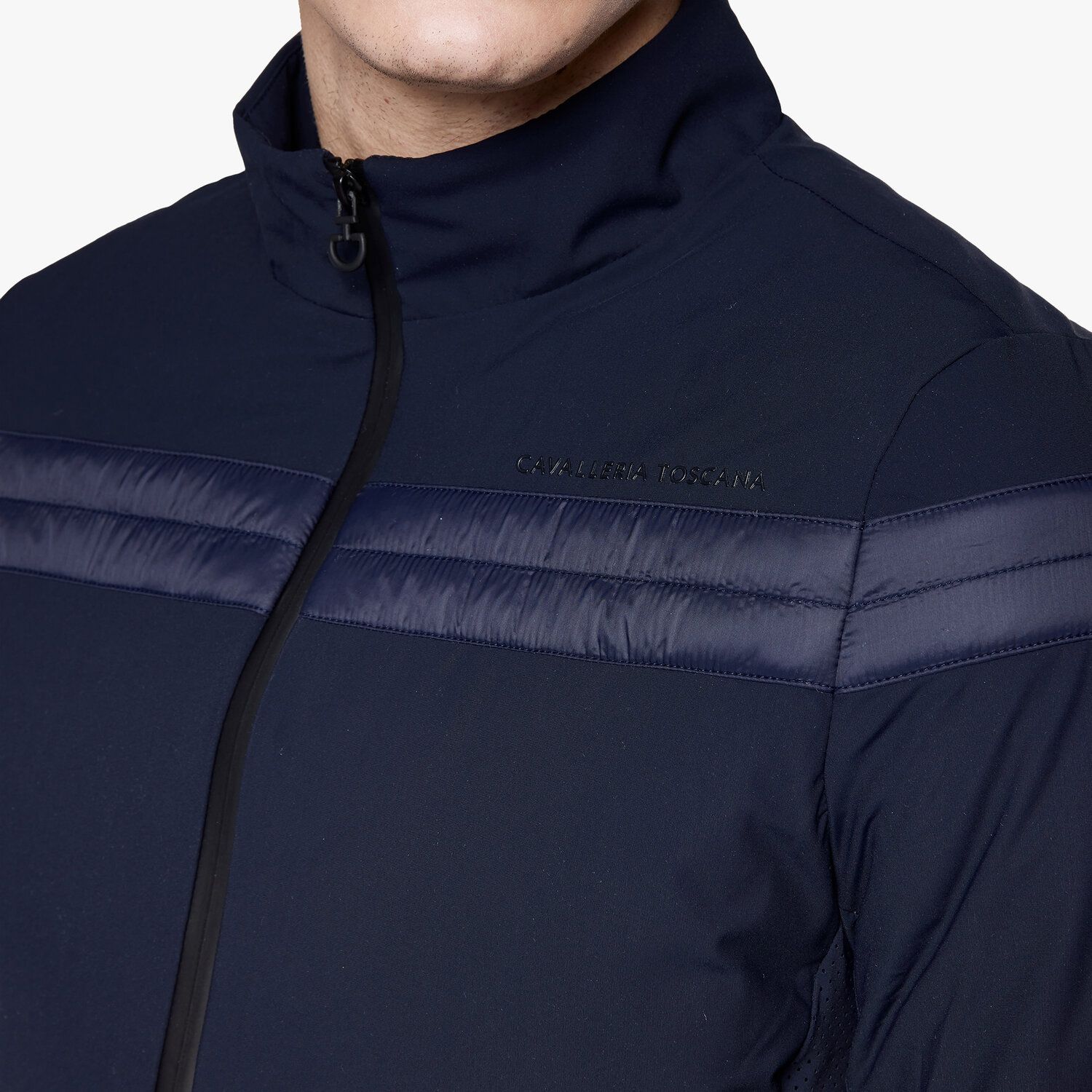 Cavalleria Toscana Men’s jersey puffer jacket with nylon panels NAVY-5