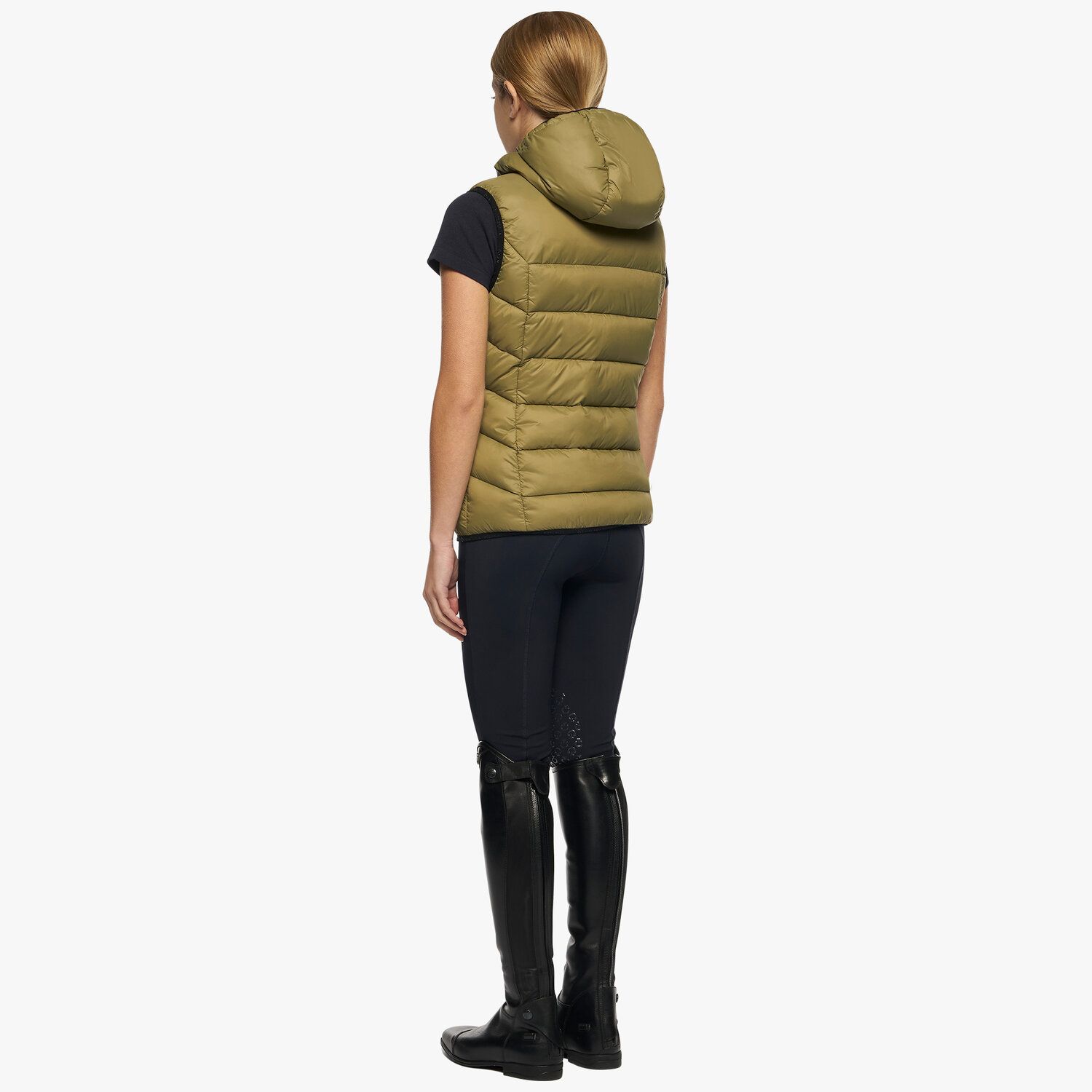 Cavalleria Toscana Young rider unisex puffer gilet in nylon FOLIAGE GREEN-3