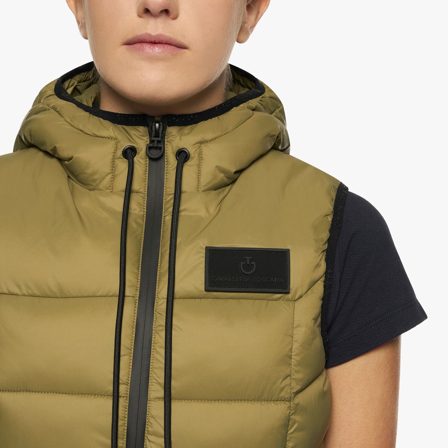 Cavalleria Toscana Young rider unisex puffer gilet in nylon FOLIAGE GREEN-4