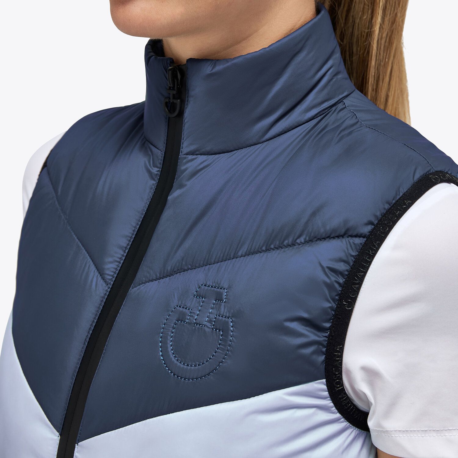 Cavalleria Toscana Nylon Synthetic Padded Unisex Quilted Vest ATLANTIC BLUE / POWDER BLUE-3