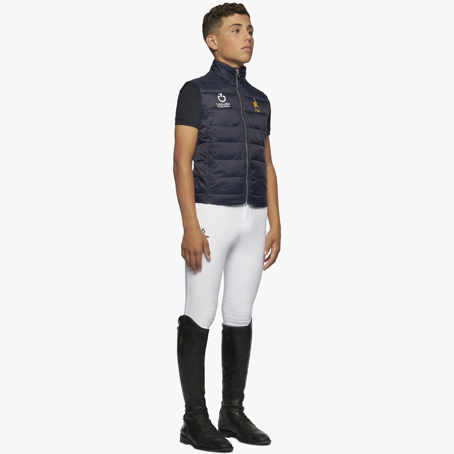 Cavalleria Toscana Girl / Boy lightweight FISE puffer vest NAVY-2