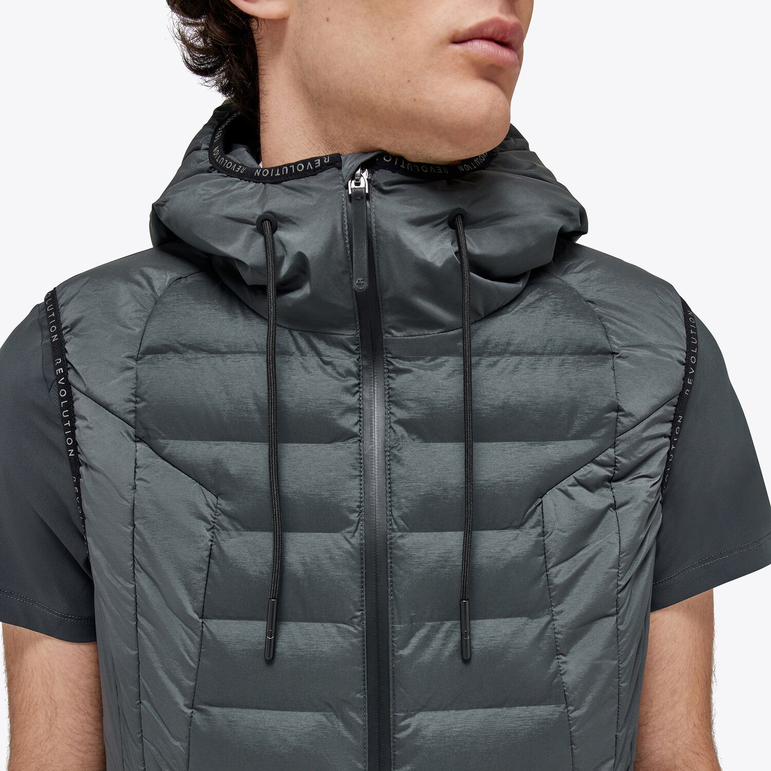 Cavalleria Toscana Nylon quilted gilet REVOLUTION CHARCOAL GREY-4