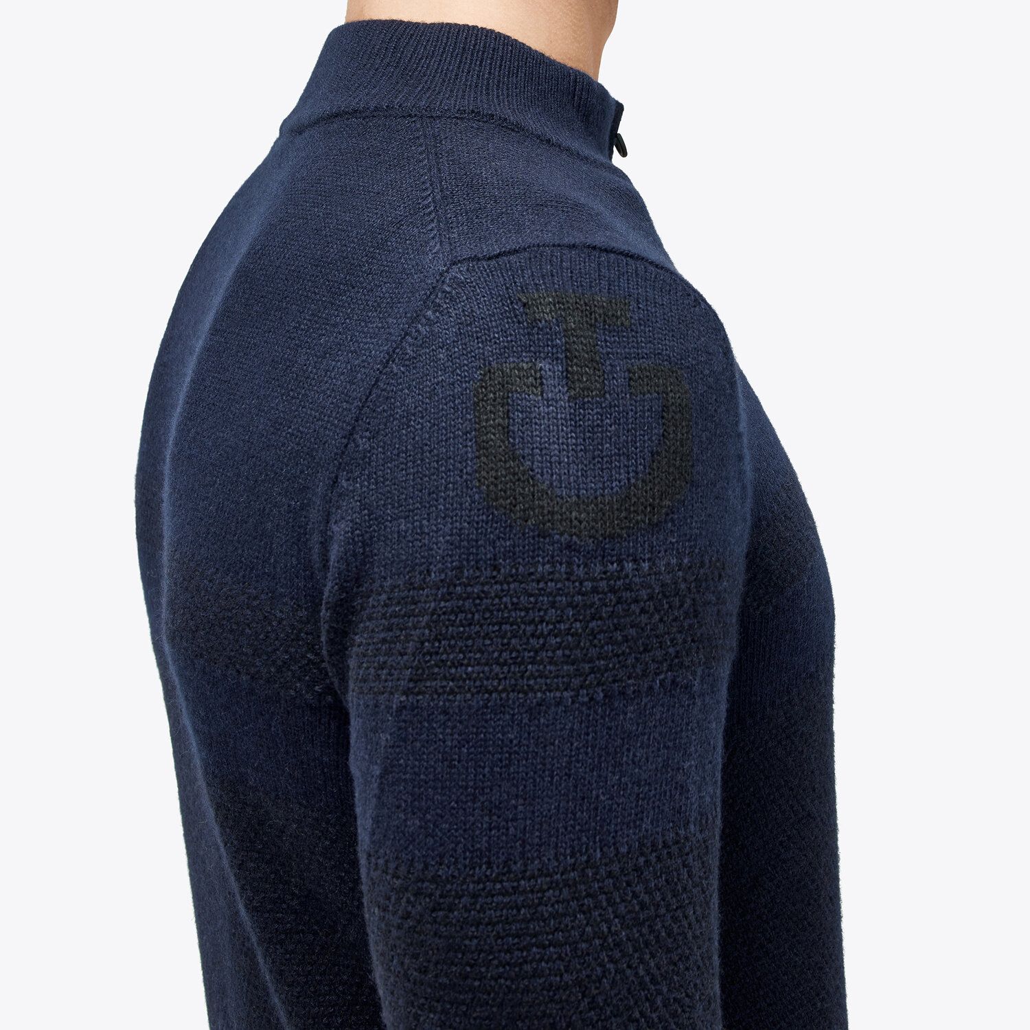 Cavalleria Toscana Men’s wool jumper with a high neck and zip NAVY-3