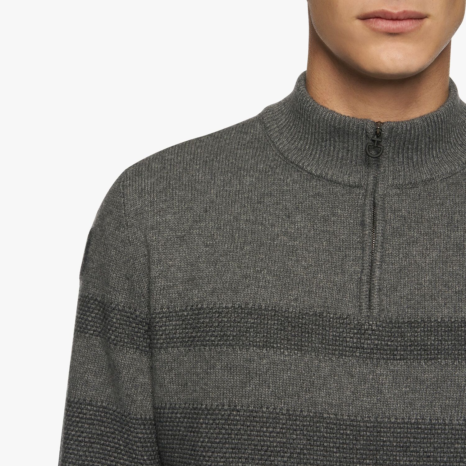 Cavalleria Toscana Men’s wool jumper with a high neck and zip CHARCOAL GREY-5