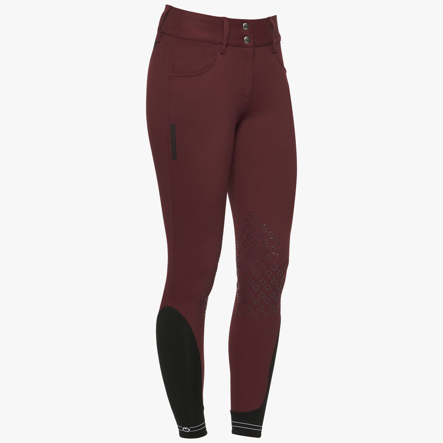 Cavalleria Toscana Women`s jumping breeches with perforated logo tape BORDEAUX-1