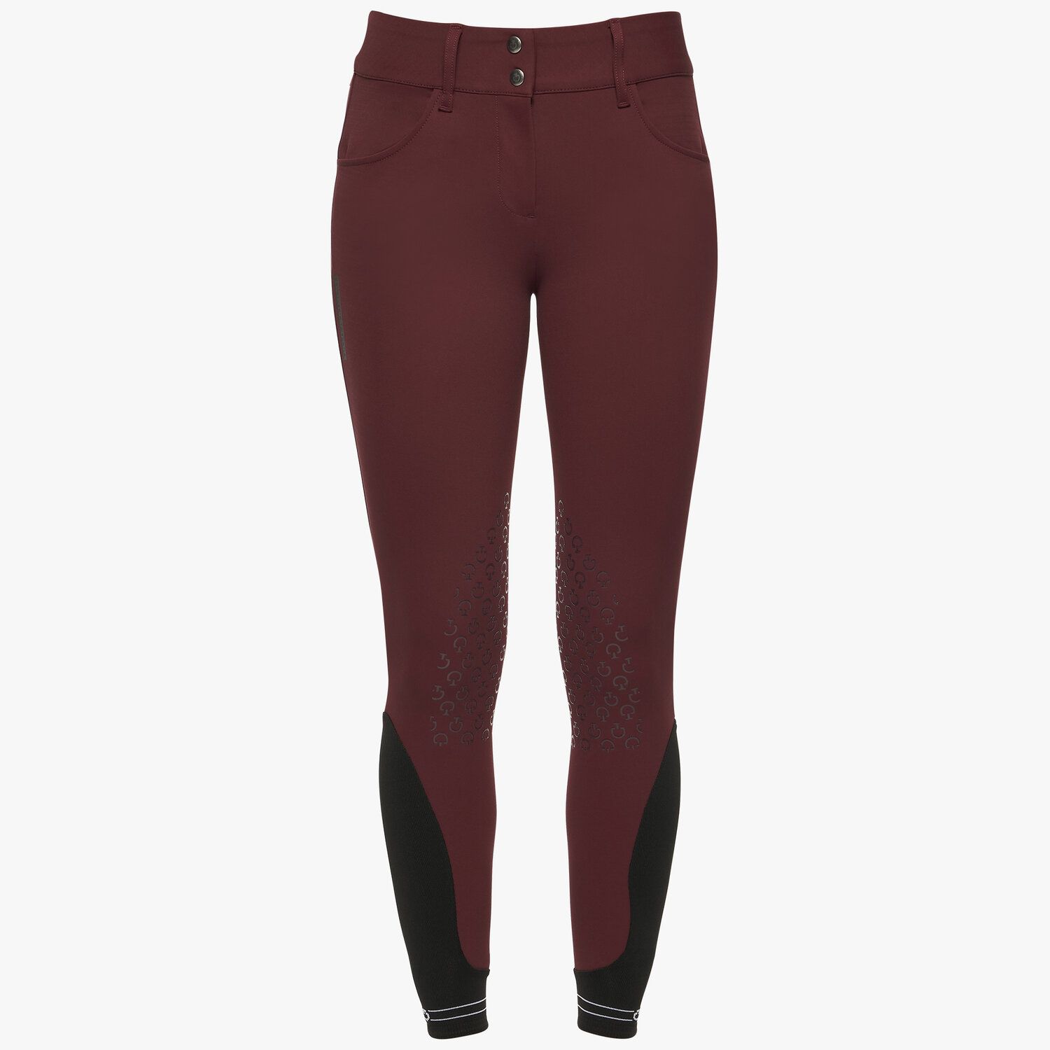 Cavalleria Toscana Women`s jumping breeches with perforated logo tape BORDEAUX-2