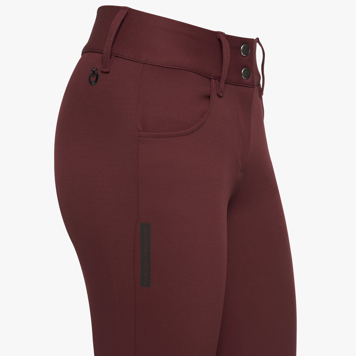Cavalleria Toscana Women`s jumping breeches with perforated logo tape BORDEAUX-4