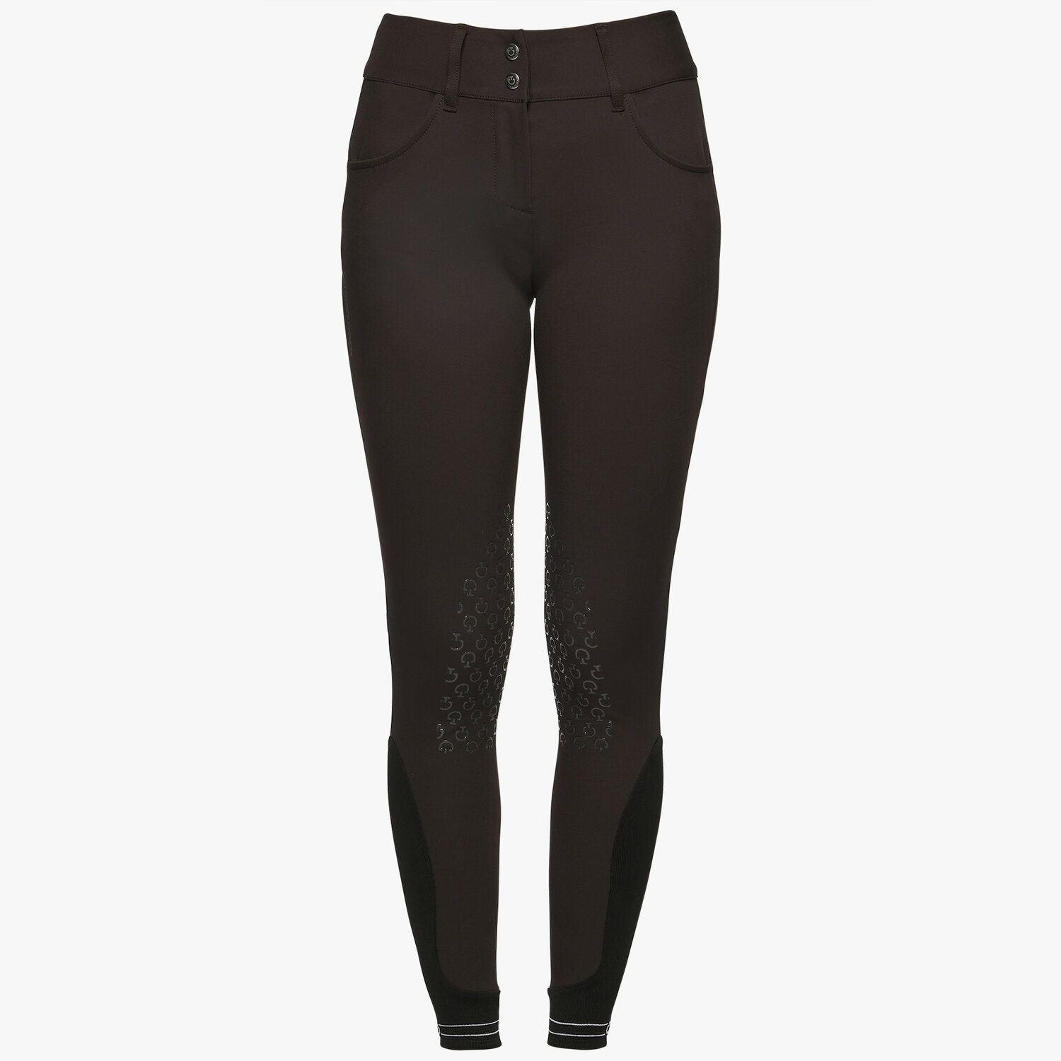 Cavalleria Toscana Women`s jumping breeches with perforated logo tape BROWN-2