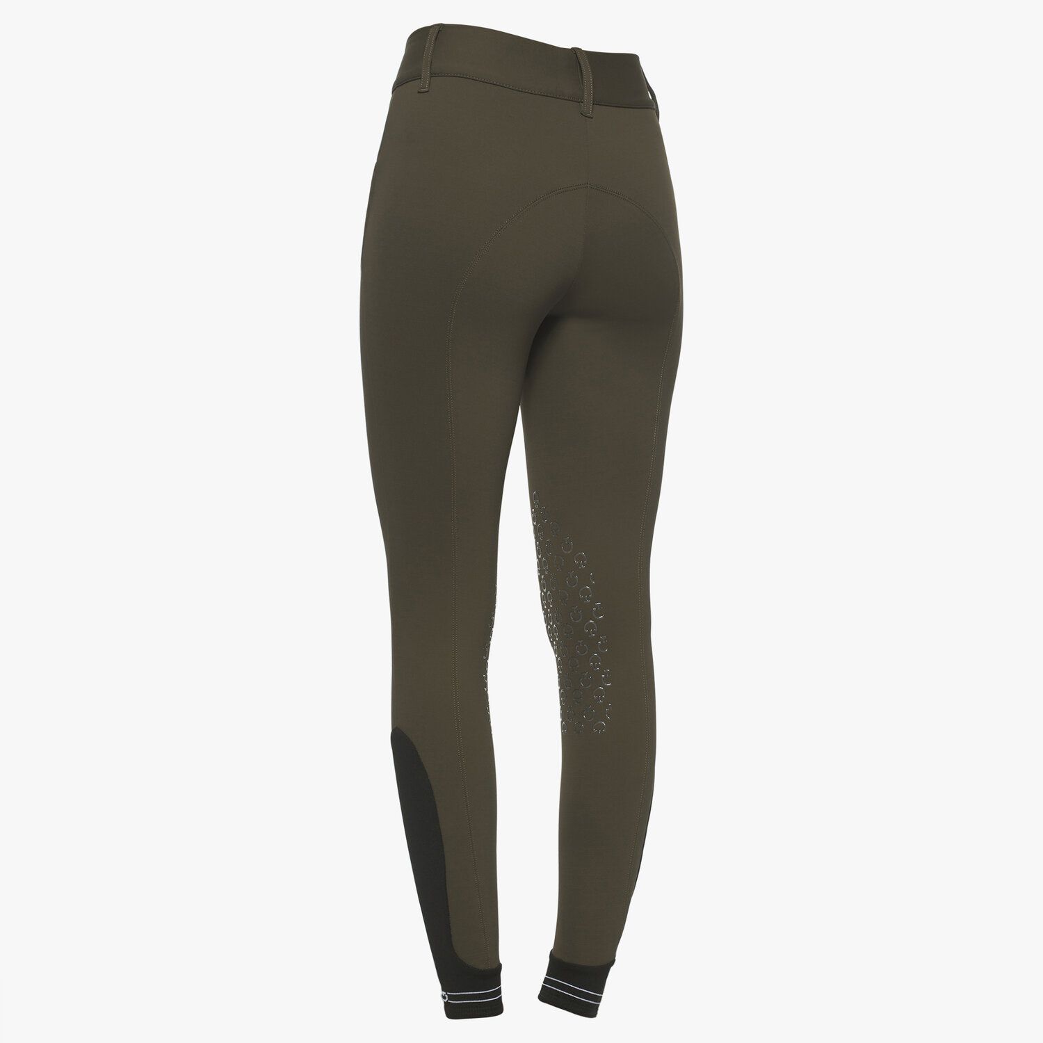 Cavalleria Toscana Women's dressage breeches with perforated logo tape MILITARY GREEN-3