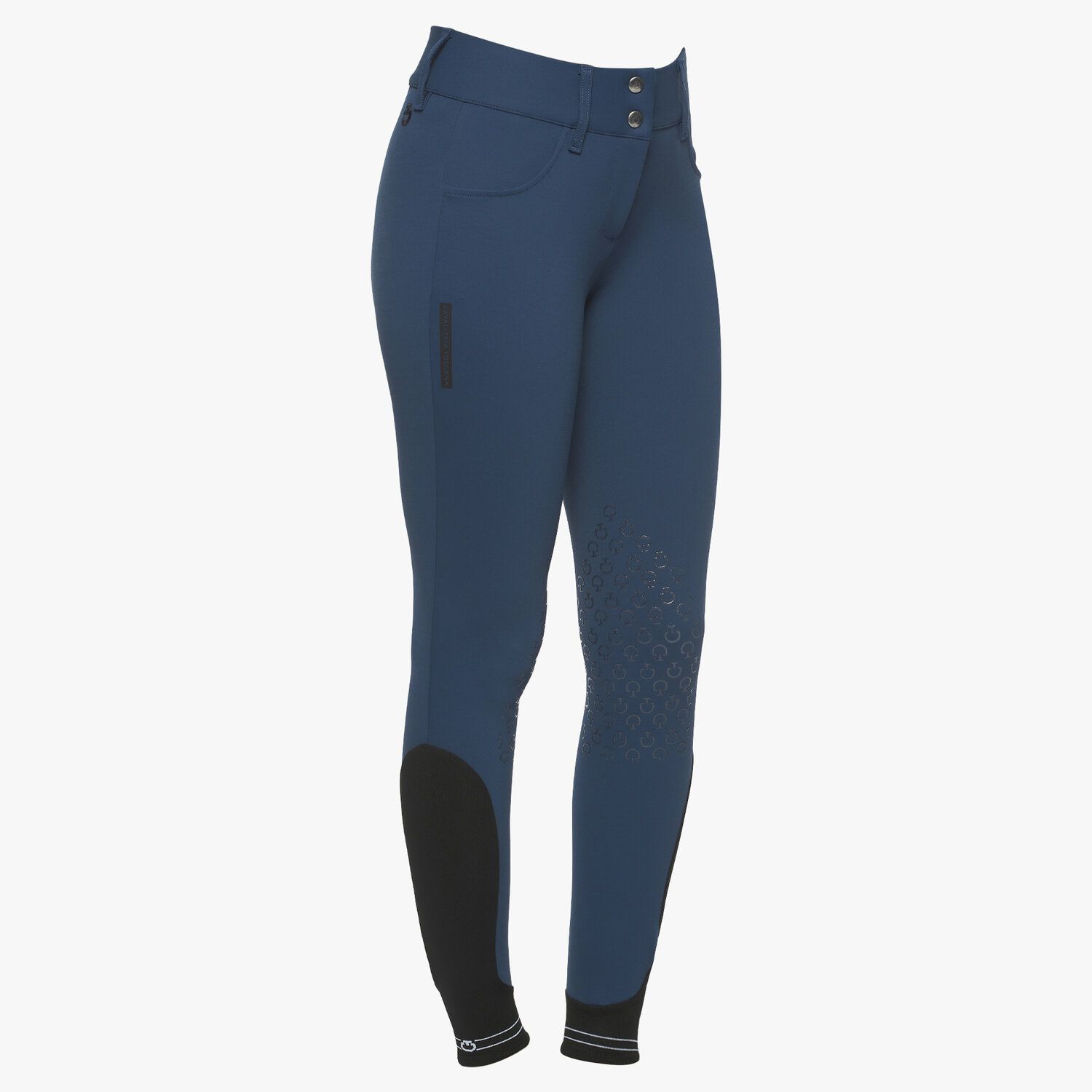 Cavalleria Toscana Women`s jumping breeches with perforated logo tape OCEAN BLUE-1