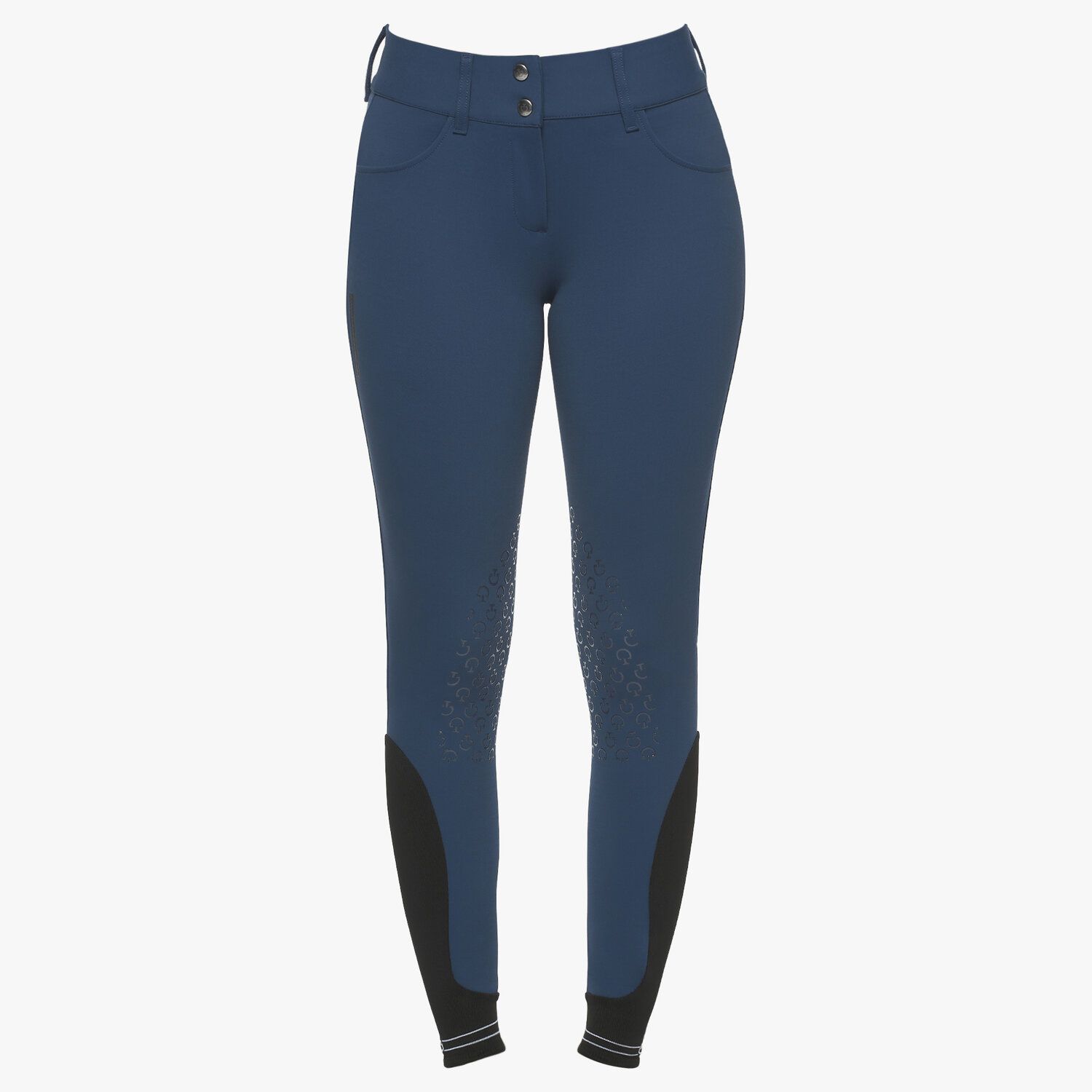 Cavalleria Toscana Women`s jumping breeches with perforated logo tape OCEAN BLUE-2