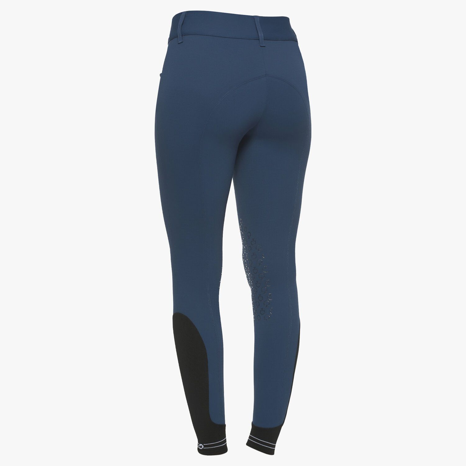 Cavalleria Toscana Women`s jumping breeches with perforated logo tape OCEAN BLUE-3