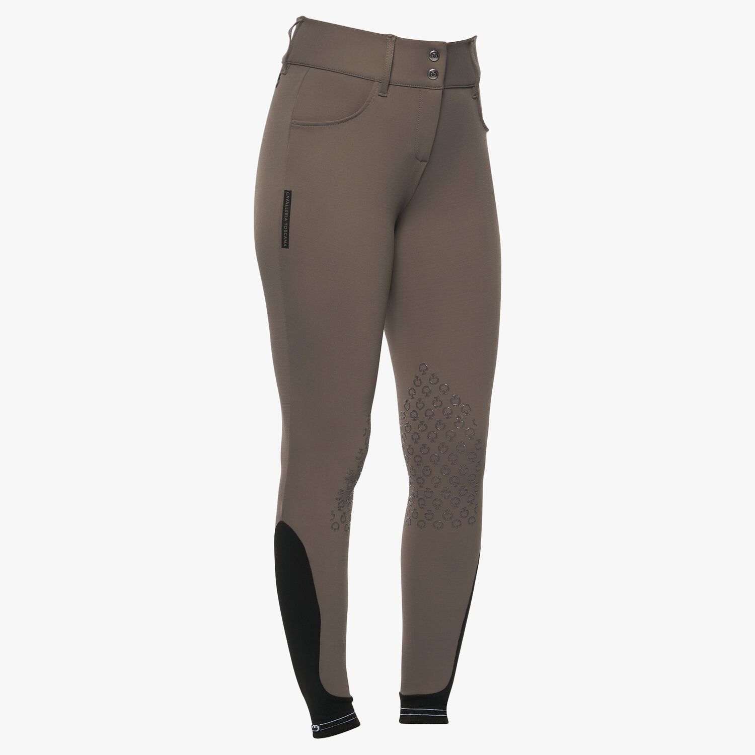 Cavalleria Toscana Women`s jumping breeches with perforated logo tape TORTORA-1