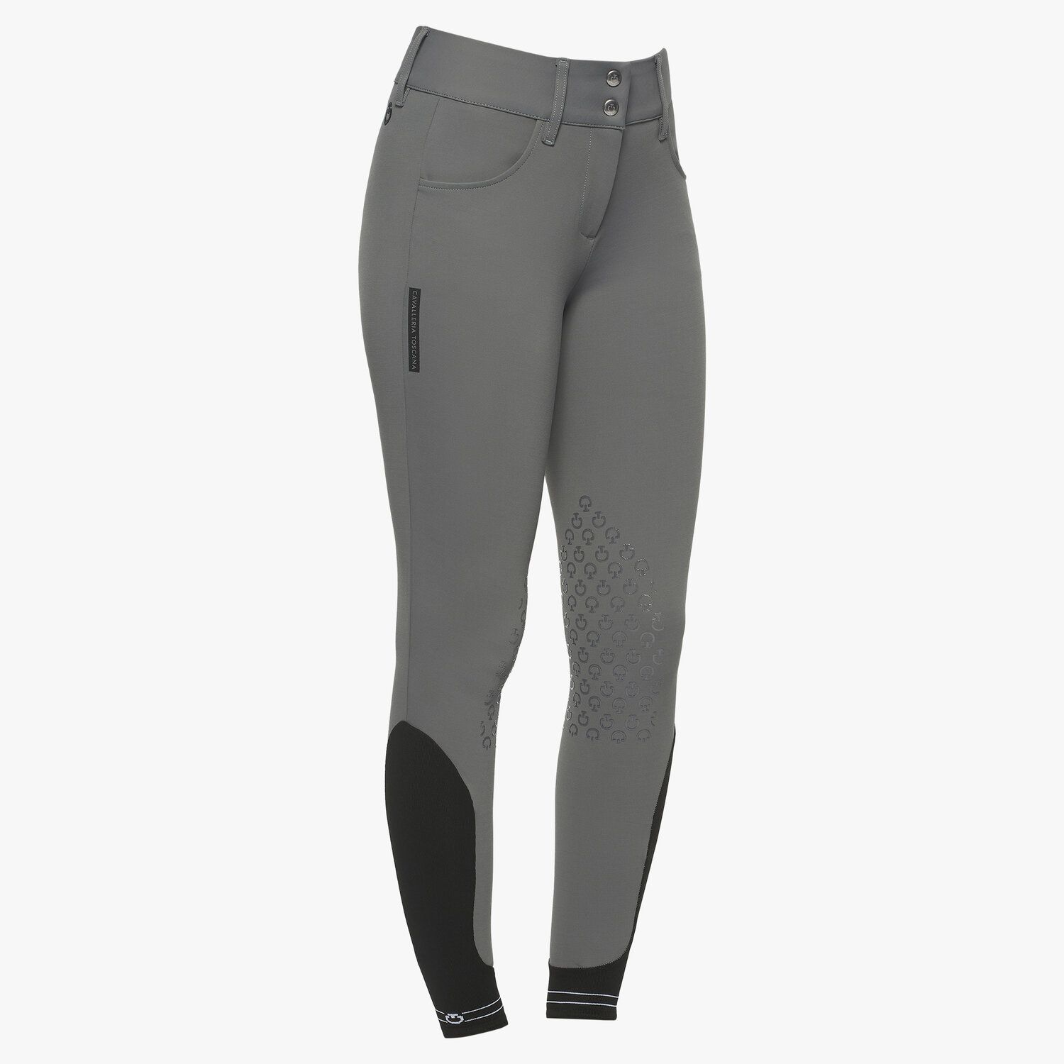 Cavalleria Toscana Women`s jumping breeches with perforated logo tape GREY-1
