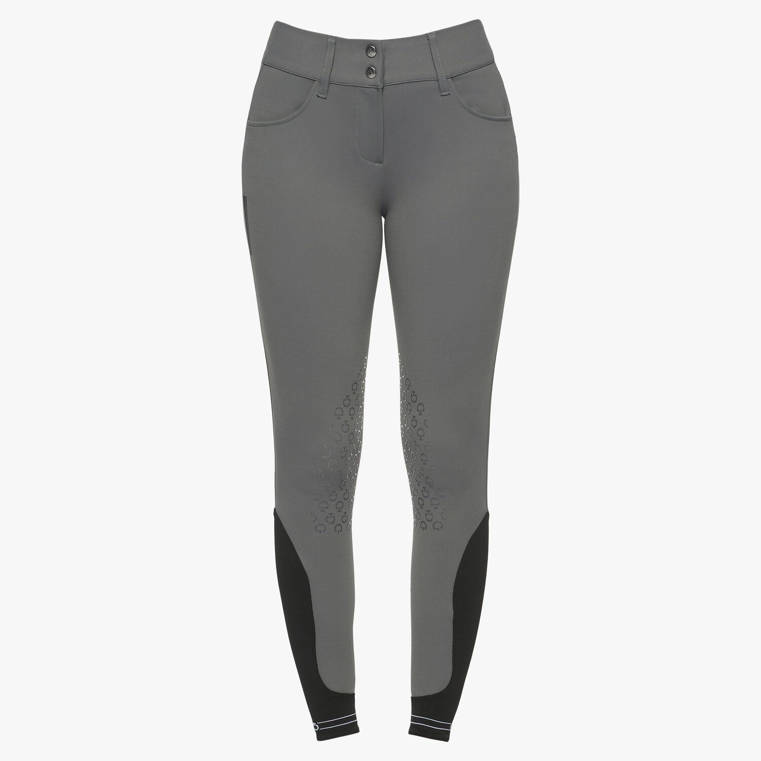 Cavalleria Toscana Women`s jumping breeches with perforated logo tape GREY-2