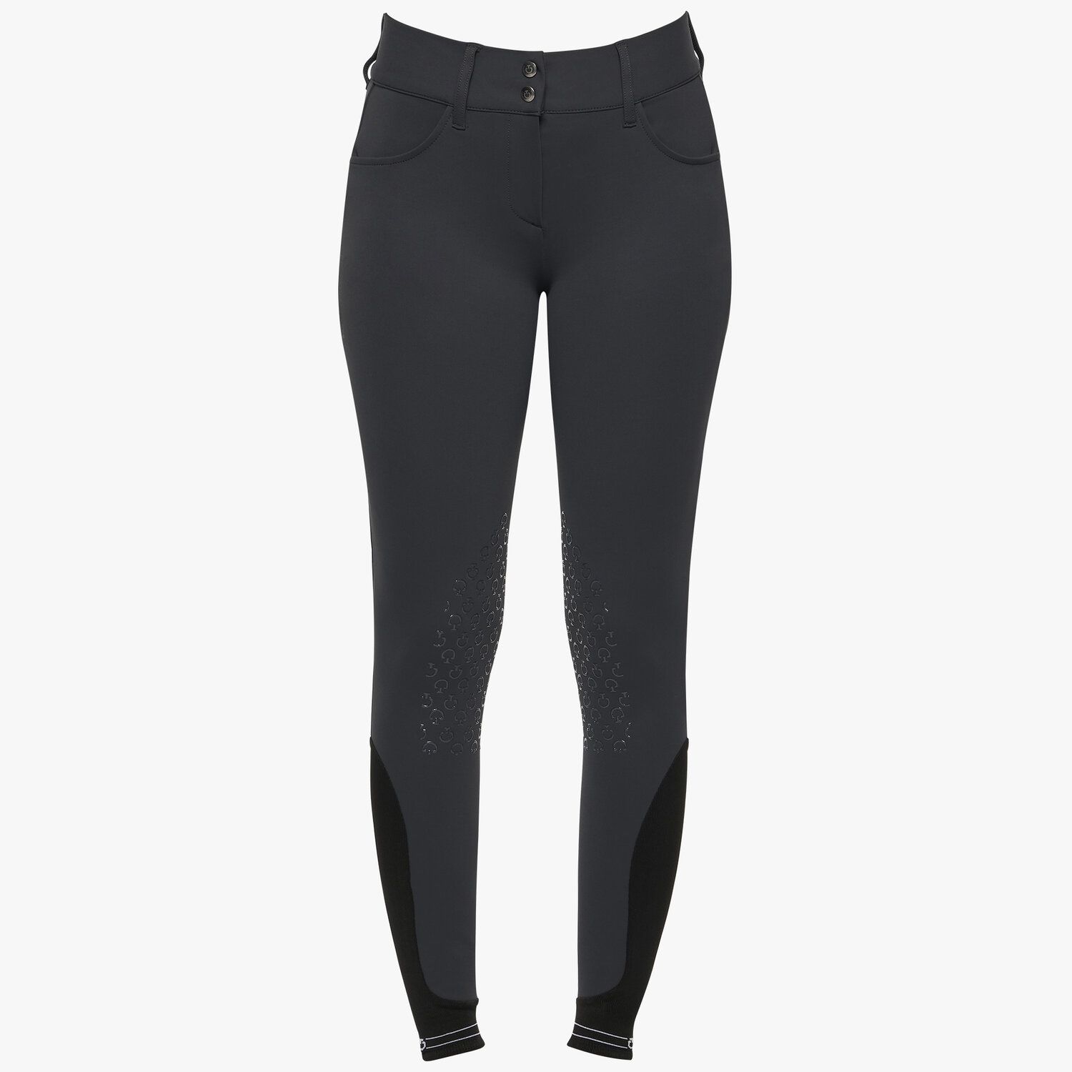 Cavalleria Toscana Women's dressage breeches with perforated logo tape CHARCOAL GREY-2