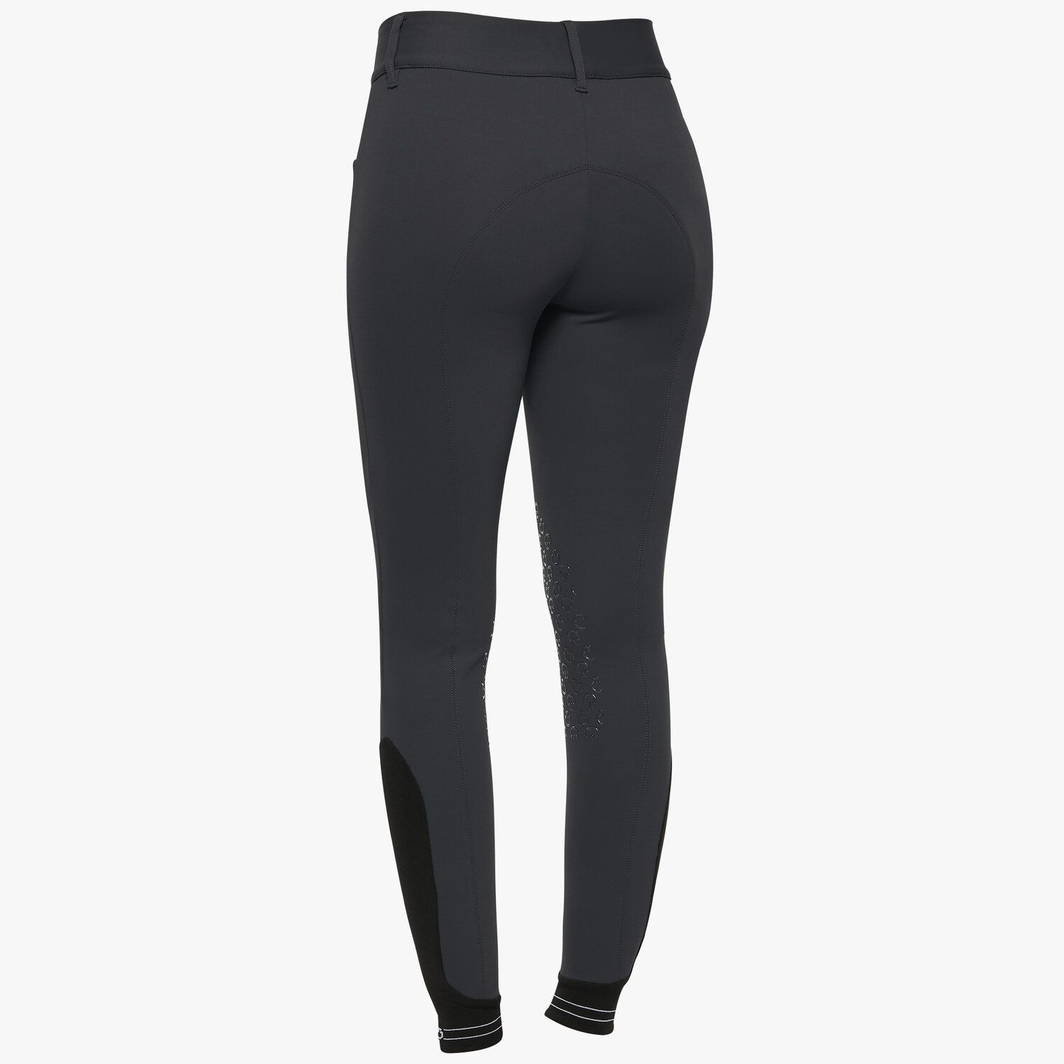 Cavalleria Toscana Women's dressage breeches with perforated logo tape CHARCOAL GREY-3